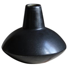 Carl-Harry Stålhane, Rare Vase, Black Glazed Stoneware, Rörstrand, 1960s