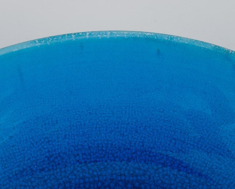Swedish Carl Harry Stålhane, Rörstrand. Ceramic bowl in turquoise glaze. Mid-20th C. For Sale