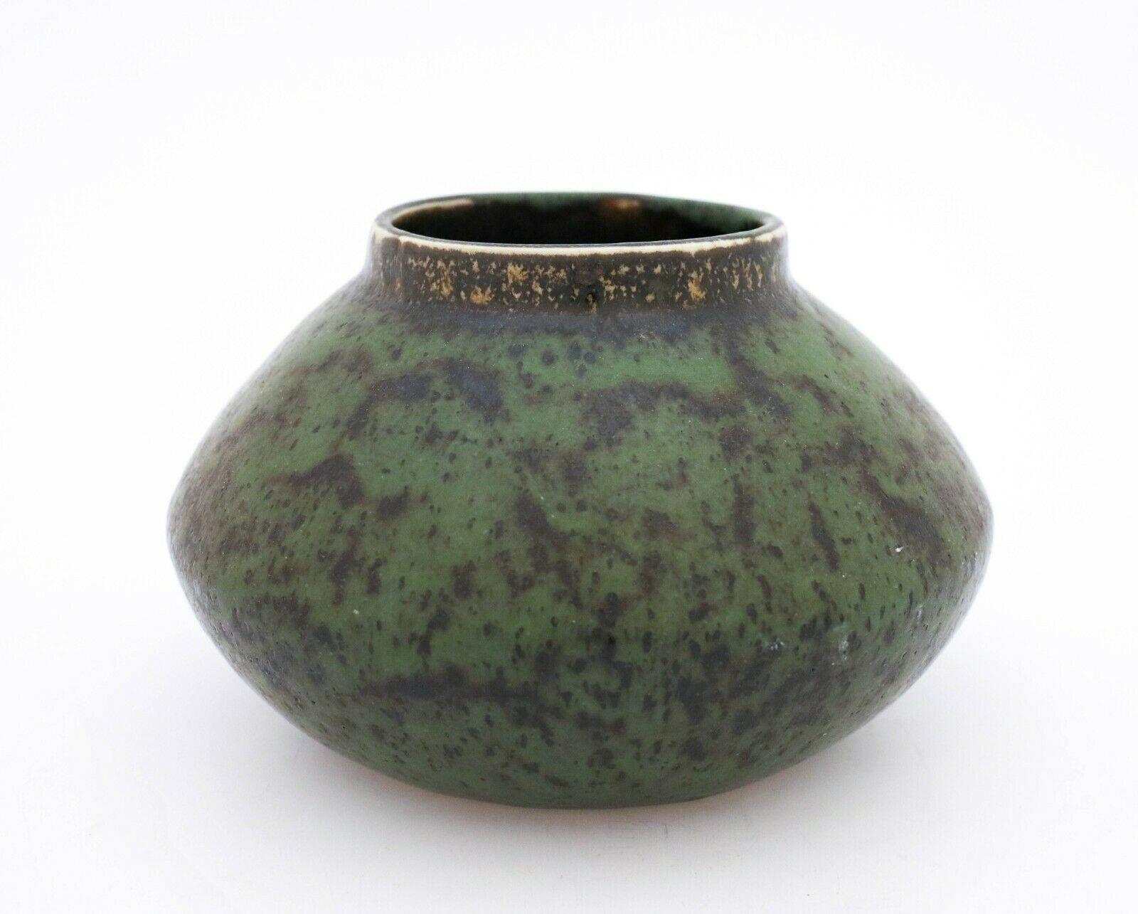 Scandinavian Modern Carl-Harry Stålhane, Rörstrand, Green Midcentury Stoneware Atelier Vase