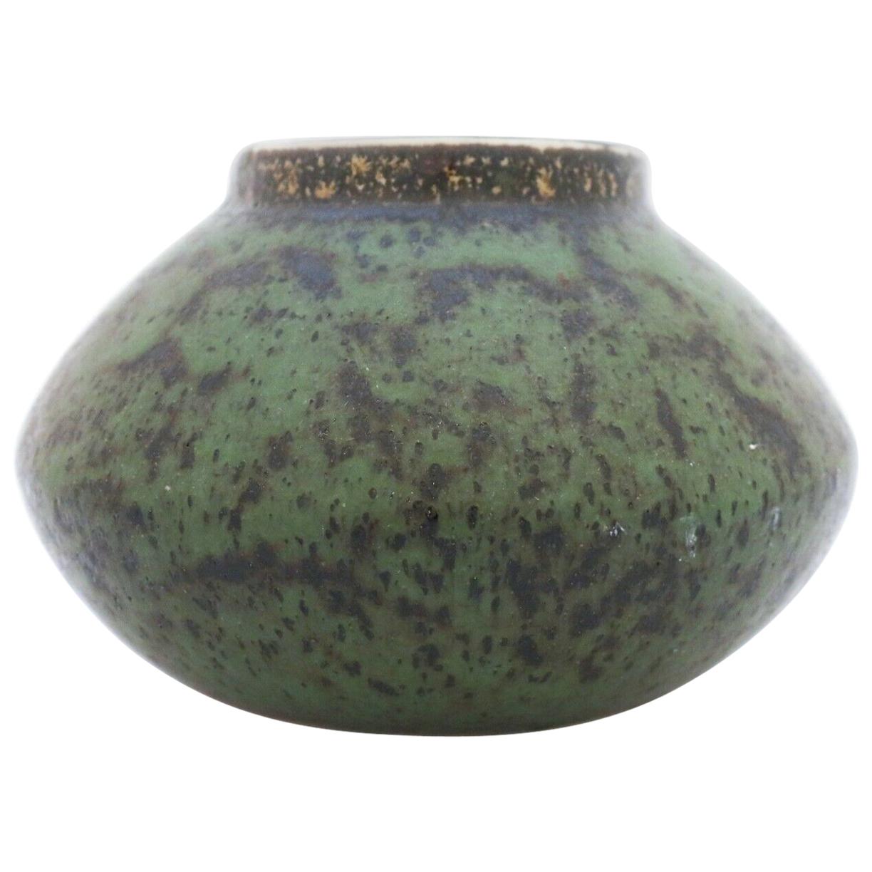 Carl-Harry Stålhane, Rörstrand, Green Midcentury Stoneware Atelier Vase