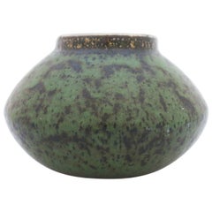 Carl-Harry Stålhane, Rörstrand, Green Midcentury Stoneware Atelier Vase