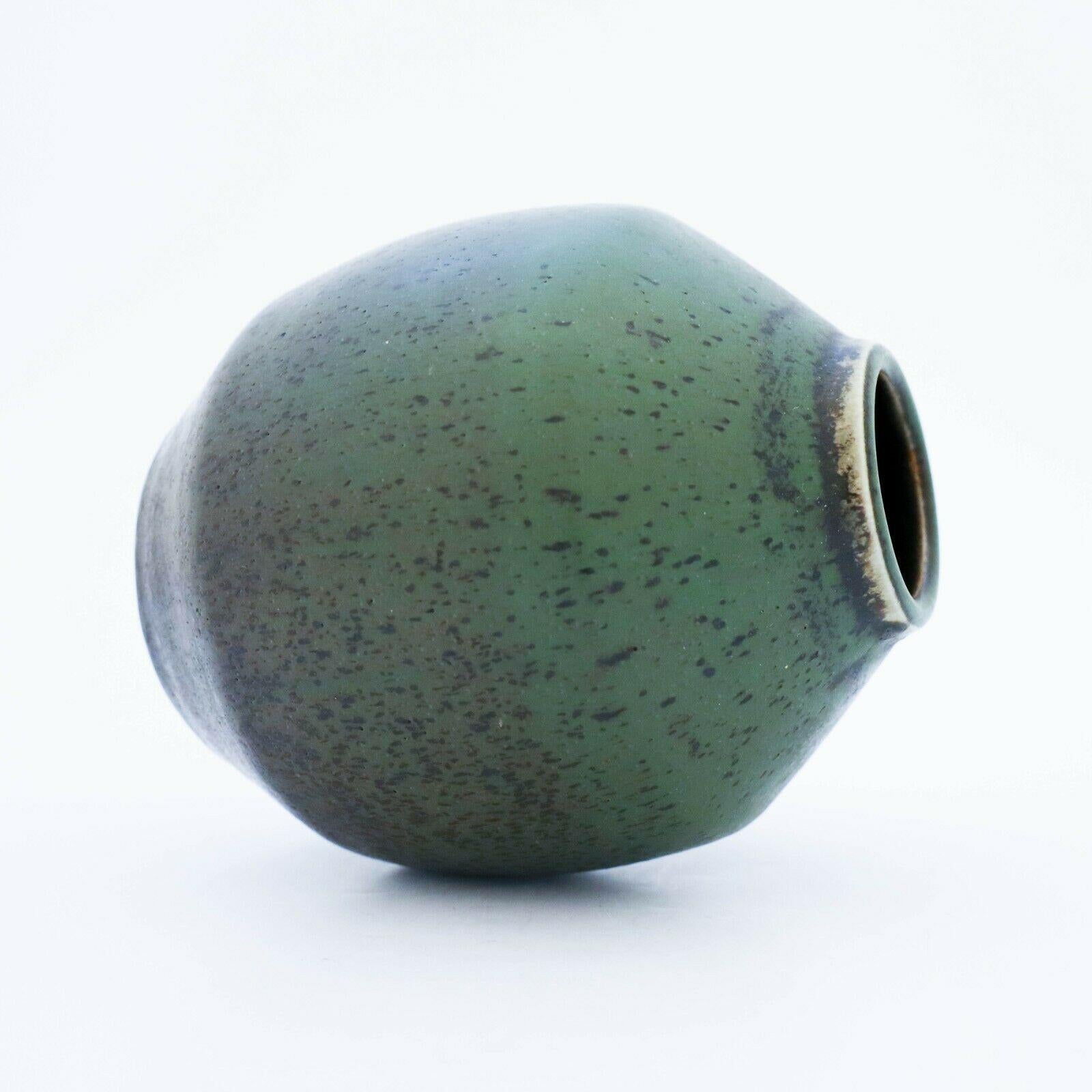 Scandinavian Modern Carl-Harry Stålhane, Rörstrand, Green Unique Stoneware Vase, 1960