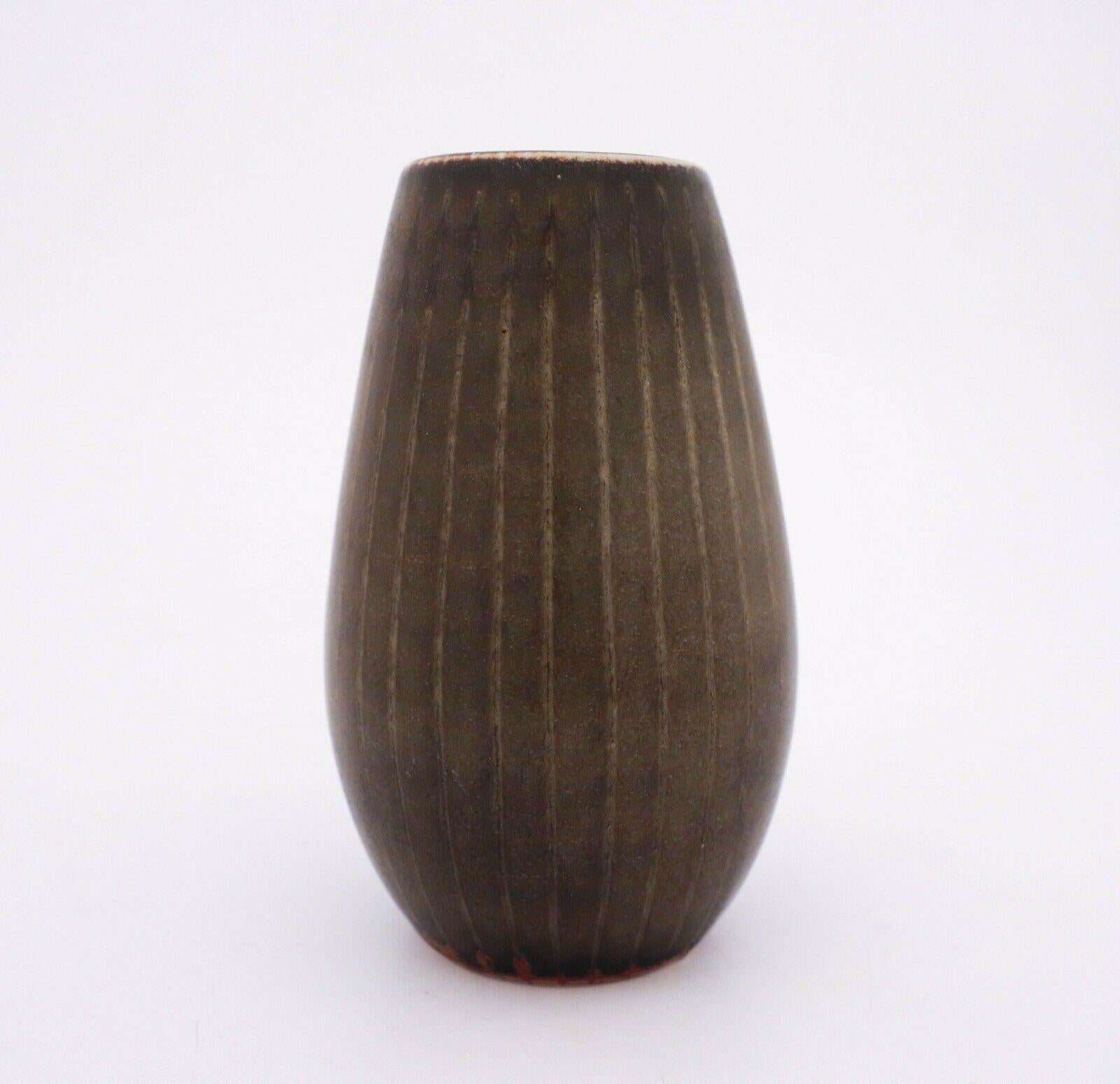 Scandinavian Modern Carl-Harry Stålhane, Rörstrand, Grey Midcentury Stoneware Atelier Vase