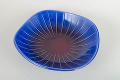 Carl-Harry Stålhane, Rörstrand. Large ceramic bowl “Sparaxis” with blue glaze.