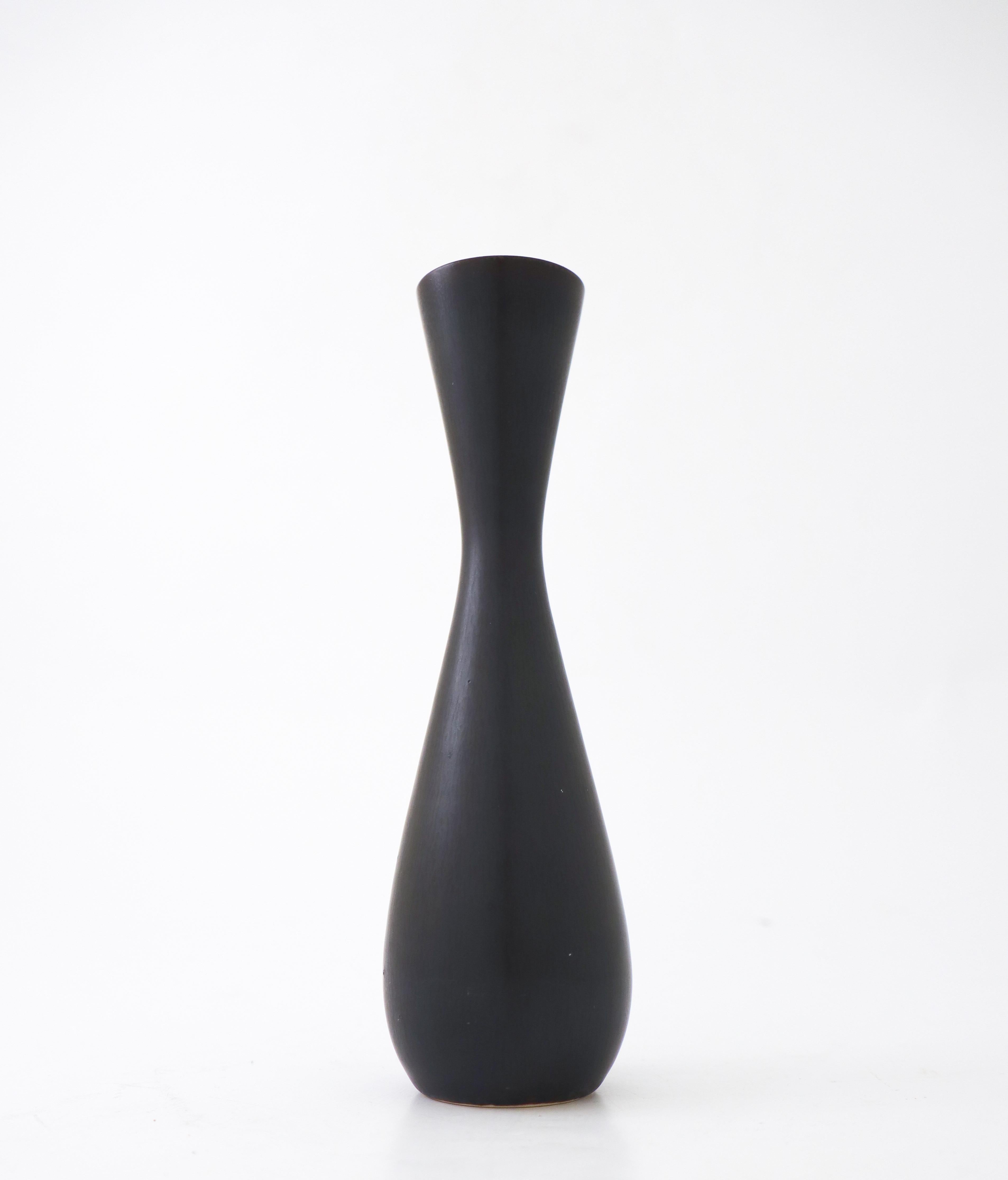 Glazed Carl-Harry Stålhane, Rörstrand, Mid-Century Black Vase