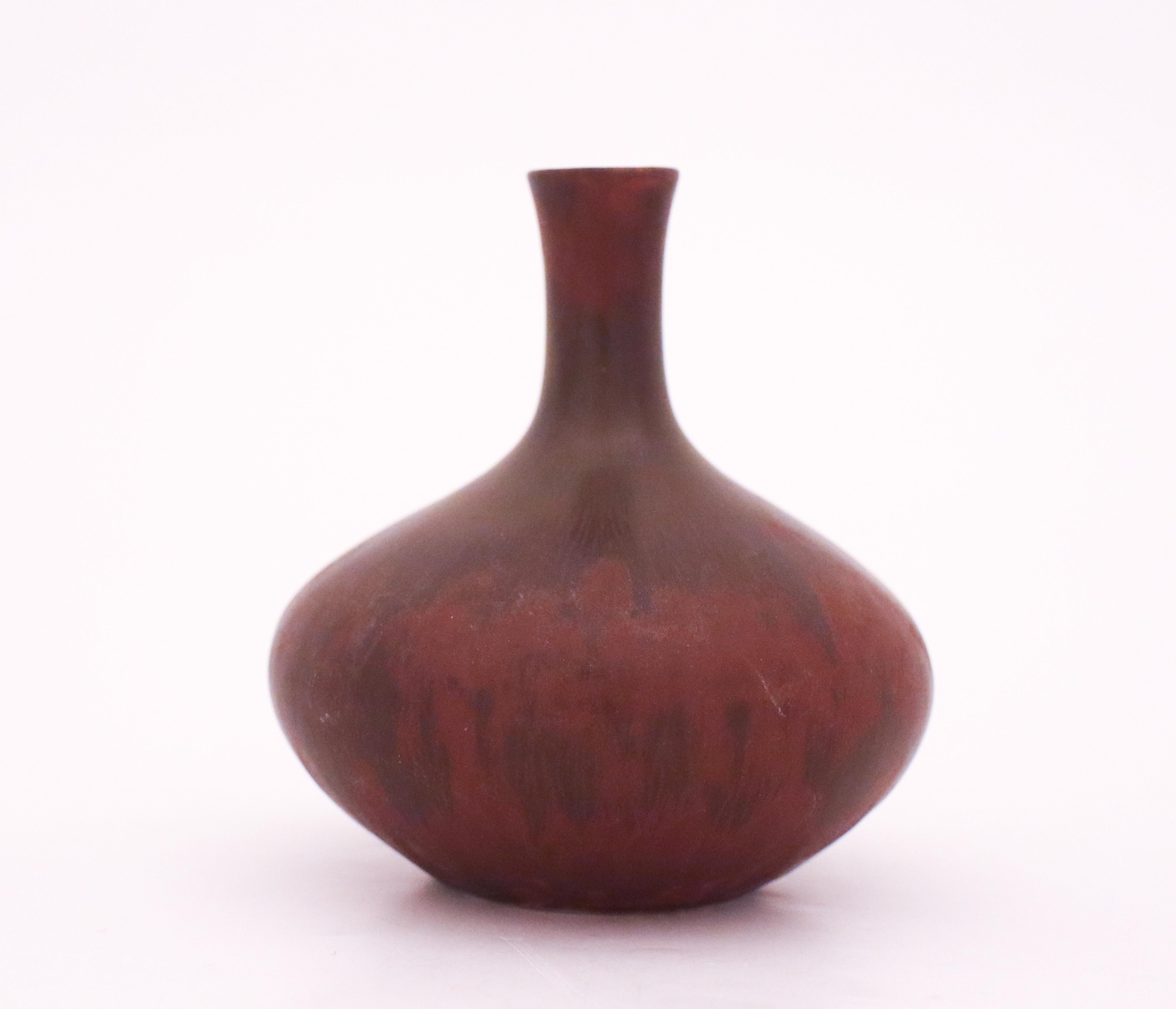 Swedish Carl-Harry Stålhane, Rörstrand, Mid-Century Brown Vase For Sale