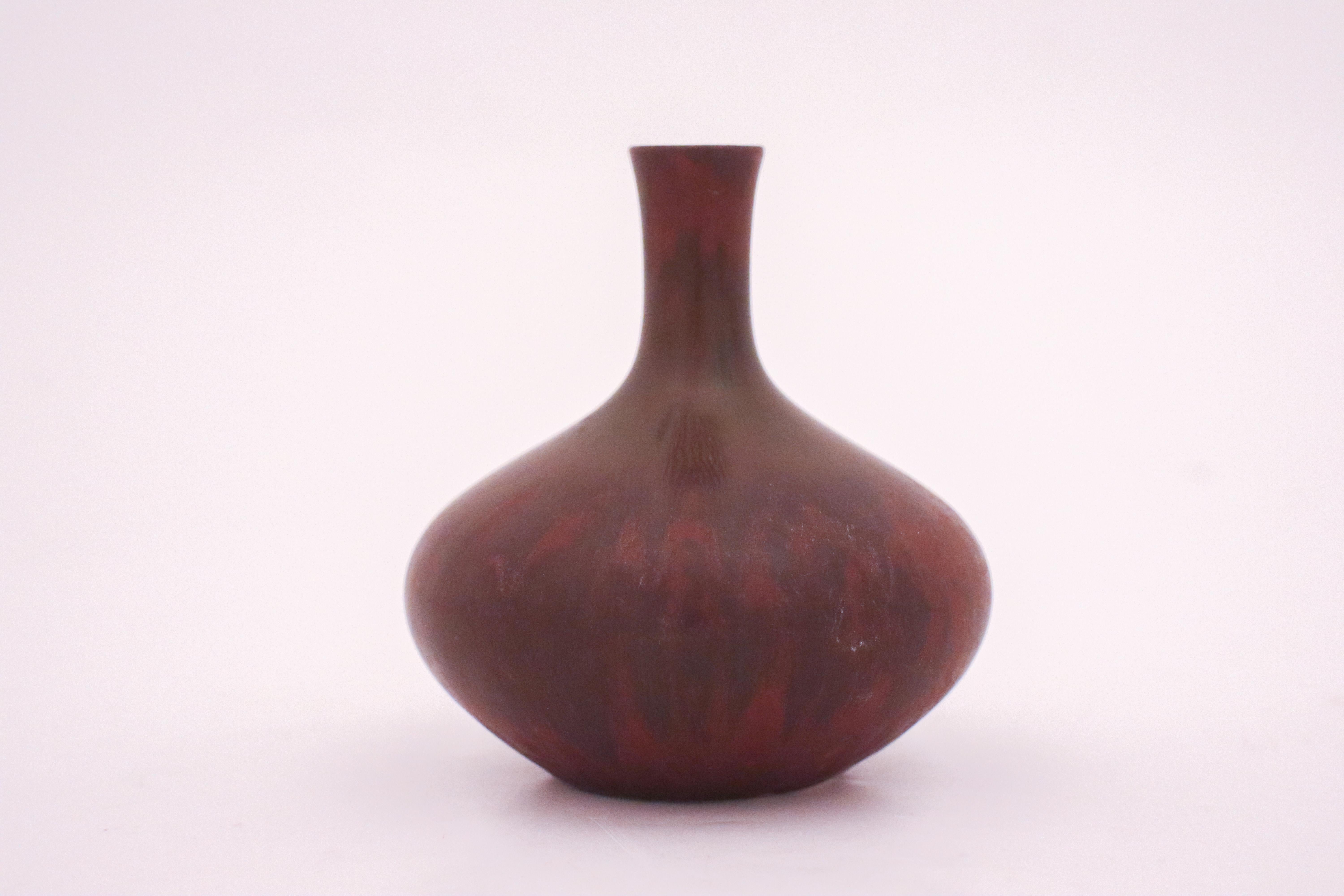 Glazed Carl-Harry Stålhane, Rörstrand, Mid-Century Brown Vase For Sale