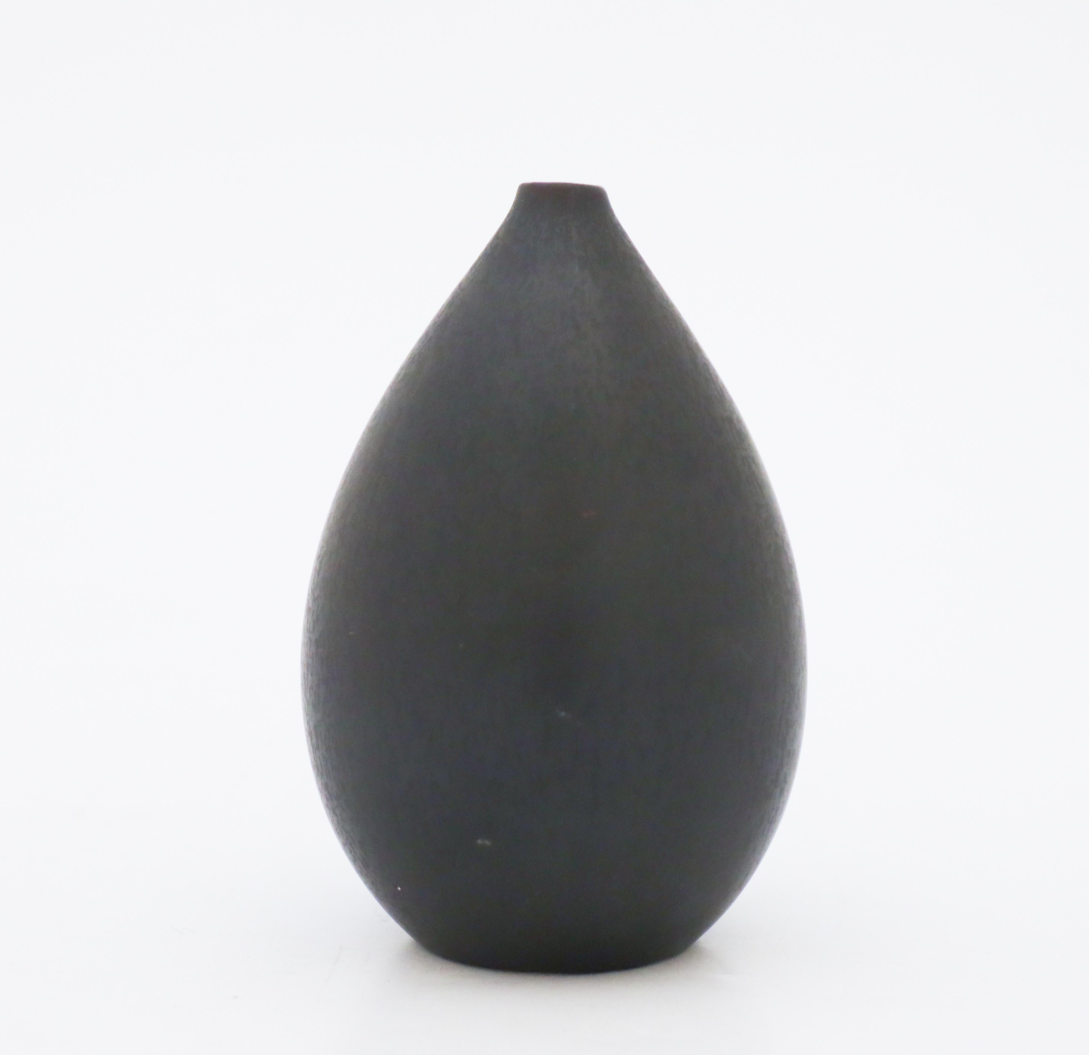 Scandinavian Modern Carl-Harry Stålhane, Rörstrand, Midcentury Black Stoneware Vase
