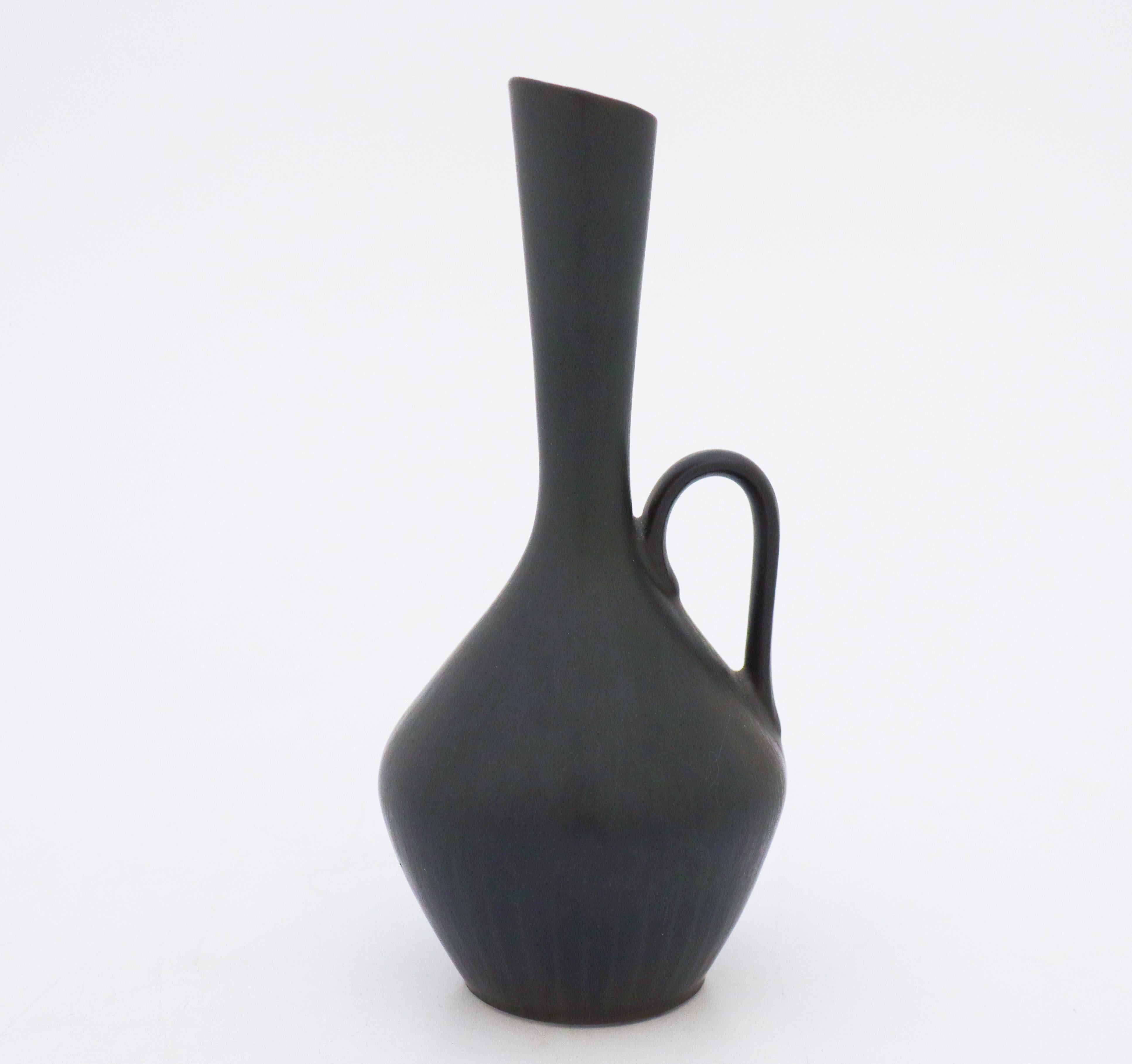 Scandinavian Modern Carl-Harry Stålhane, Rörstrand, Midcentury Black Stoneware Vase