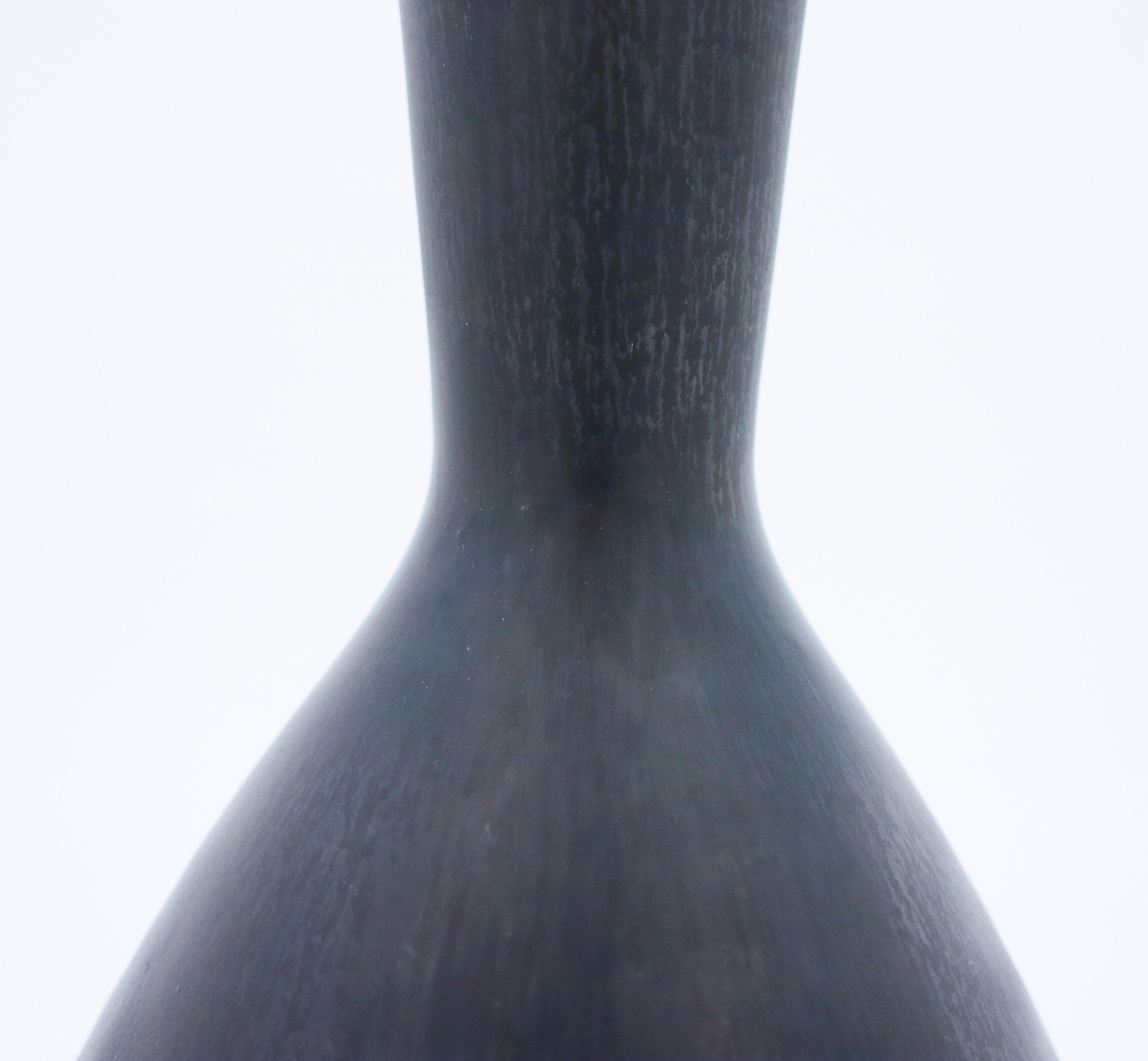 Carl-Harry Stålhane, Rörstrand, Midcentury Black Stoneware Vase For Sale 1
