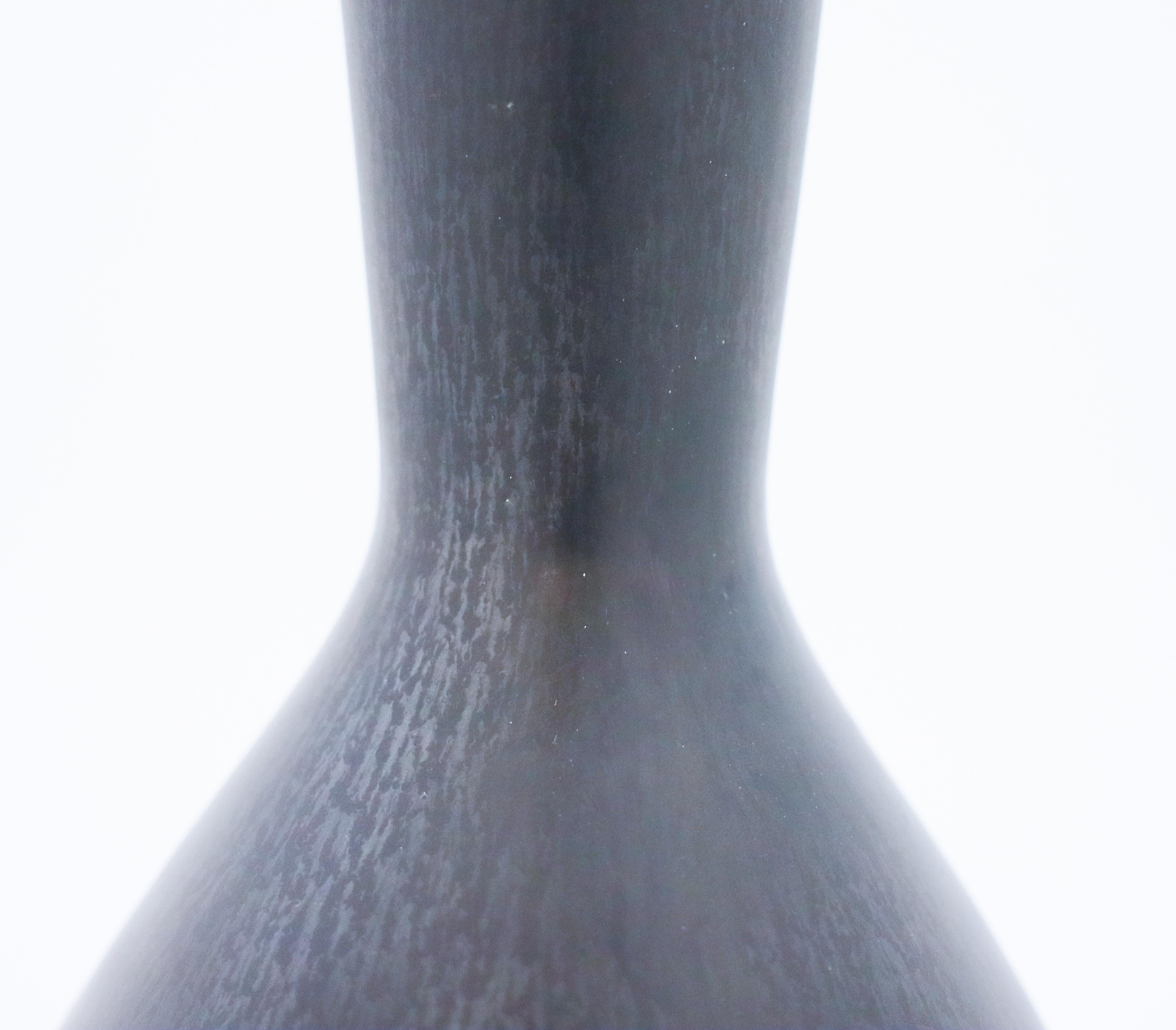 Carl-Harry Stålhane, Rörstrand, Midcentury Black Stoneware Vase For Sale 2