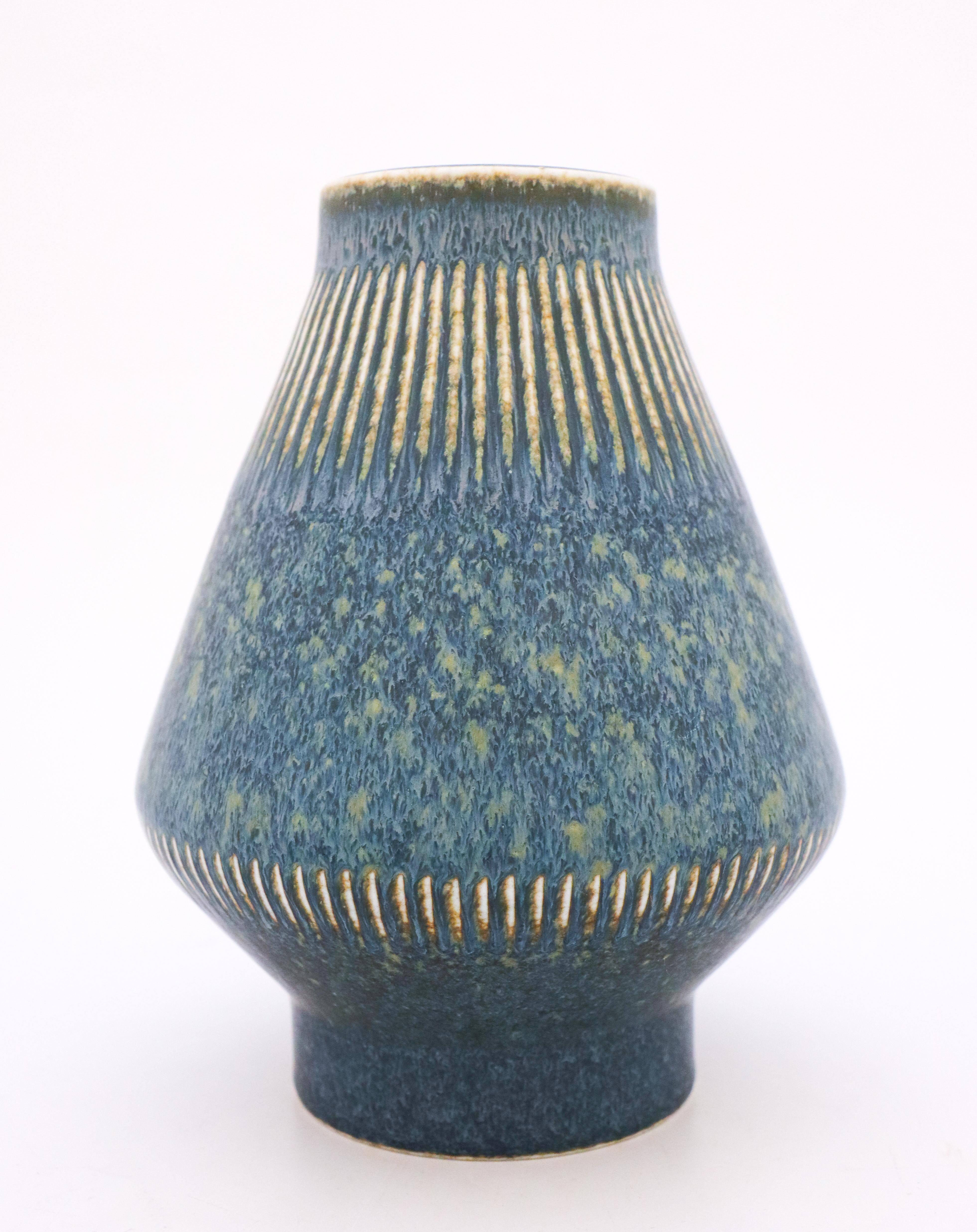 Midcentury Swedish vase in stoneware by Rörstrand, designed by Carl-Harry Stålhane. This vase is in very good vintage condition.