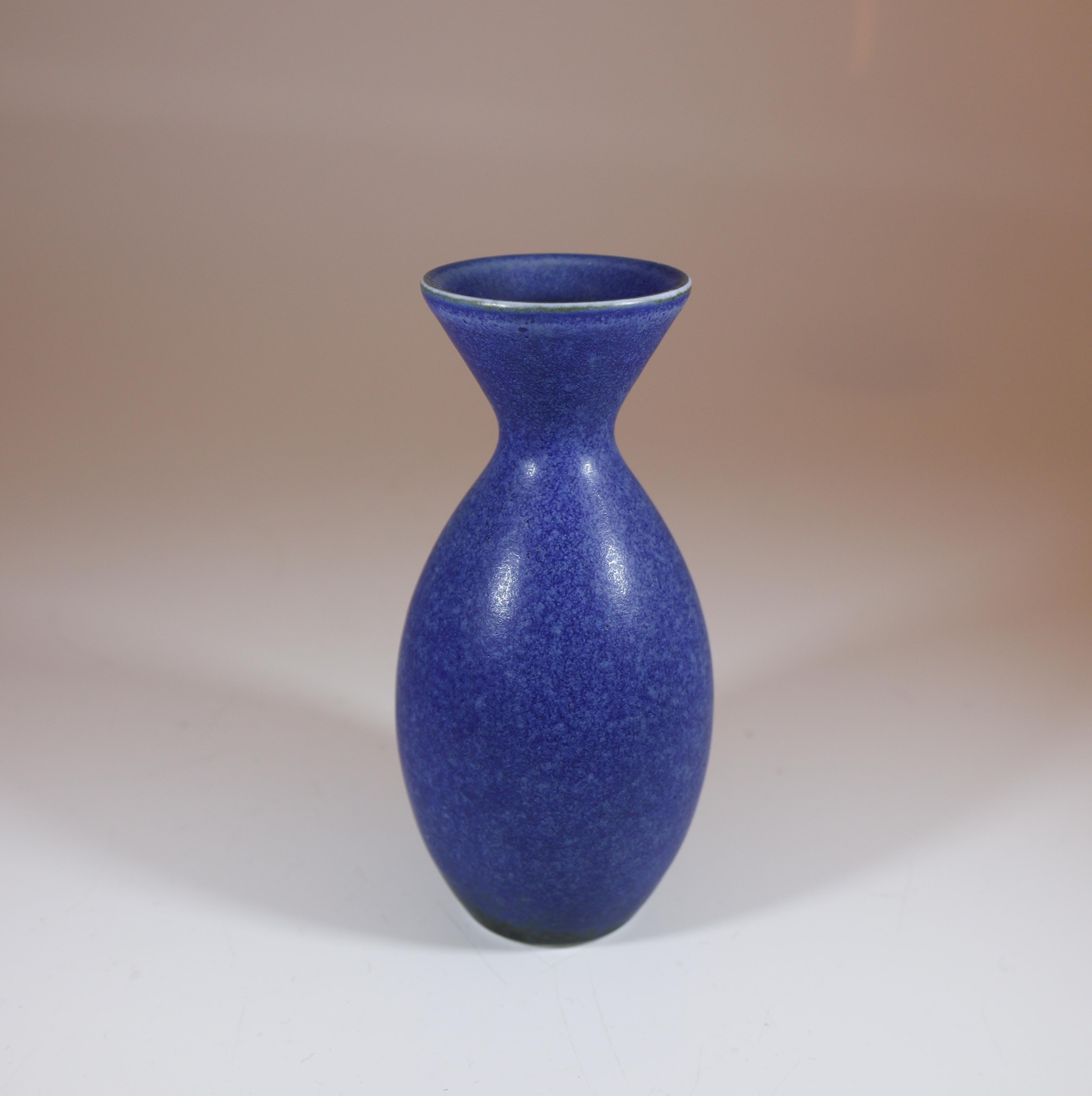 Scandinavian Modern Carl-Harry Stålhane, Rörstrand, Midcentury Blue Stoneware Vase For Sale