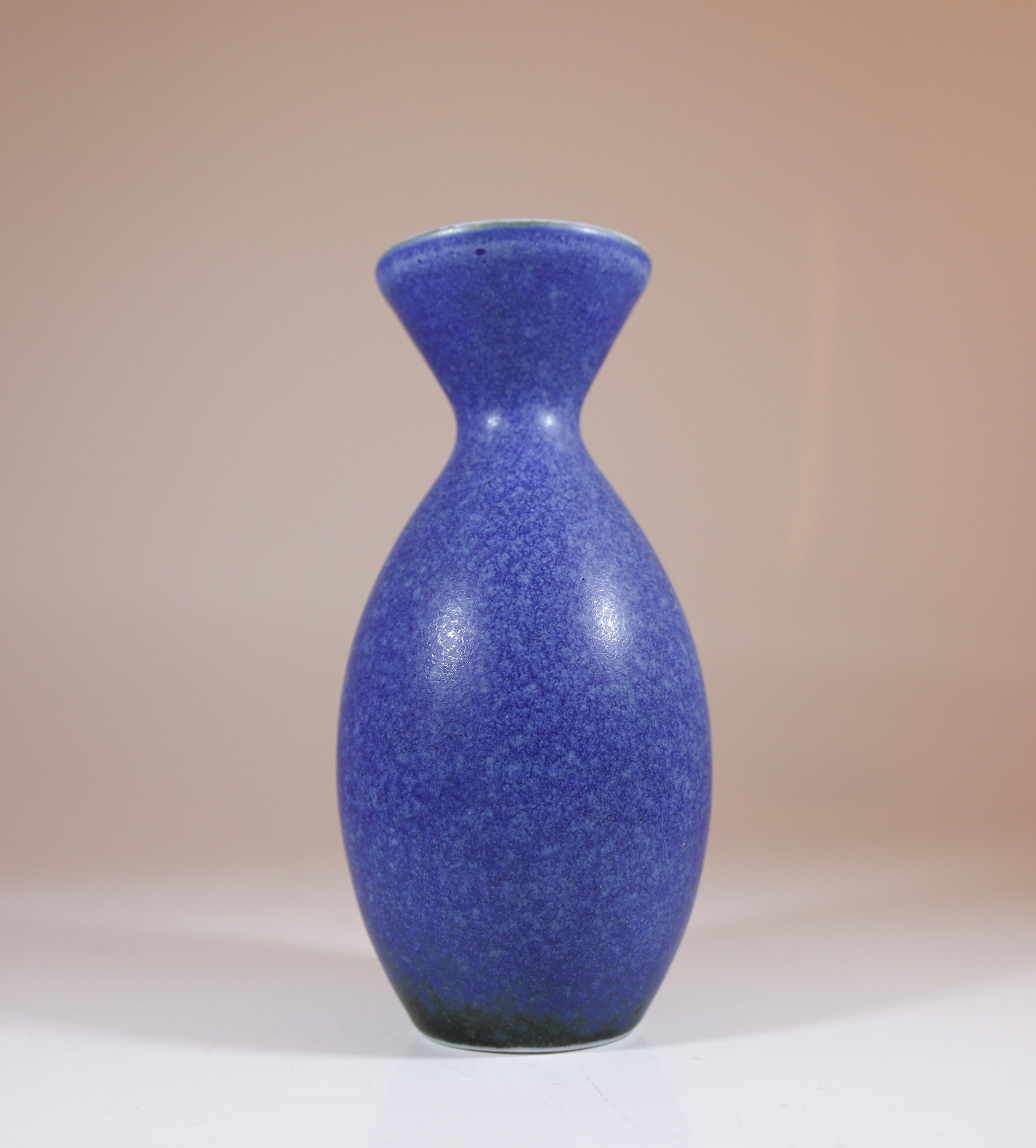 Swedish Carl-Harry Stålhane, Rörstrand, Midcentury Blue Stoneware Vase For Sale