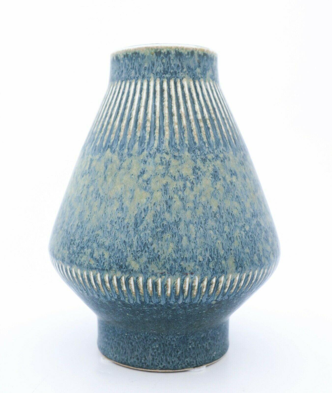 Swedish Carl-Harry Stålhane, Rörstrand, Midcentury Blue Stoneware Vase