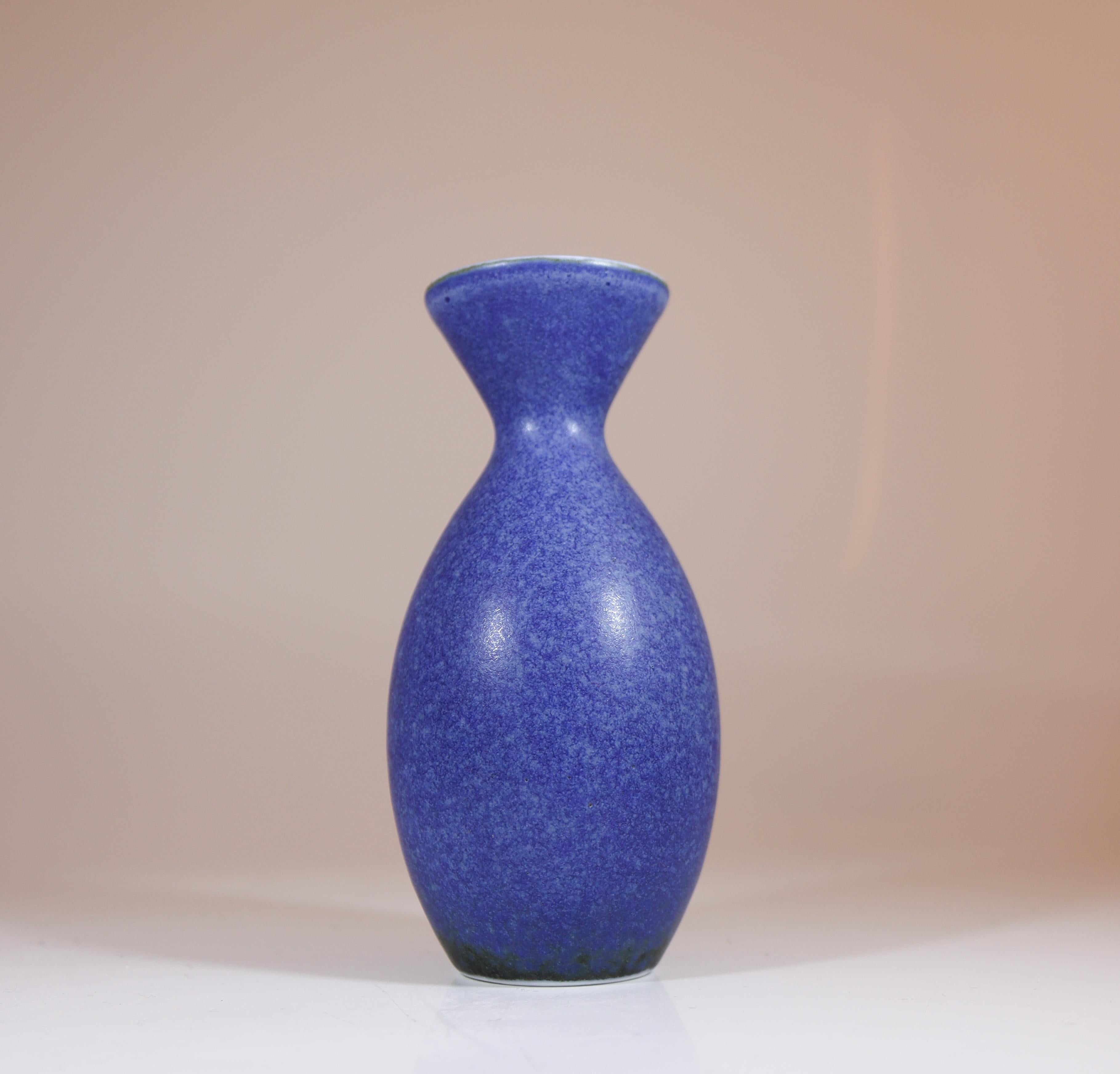 Carl-Harry Stålhane, Rörstrand, Midcentury Blue Stoneware Vase In Excellent Condition For Sale In Stockholm, SE