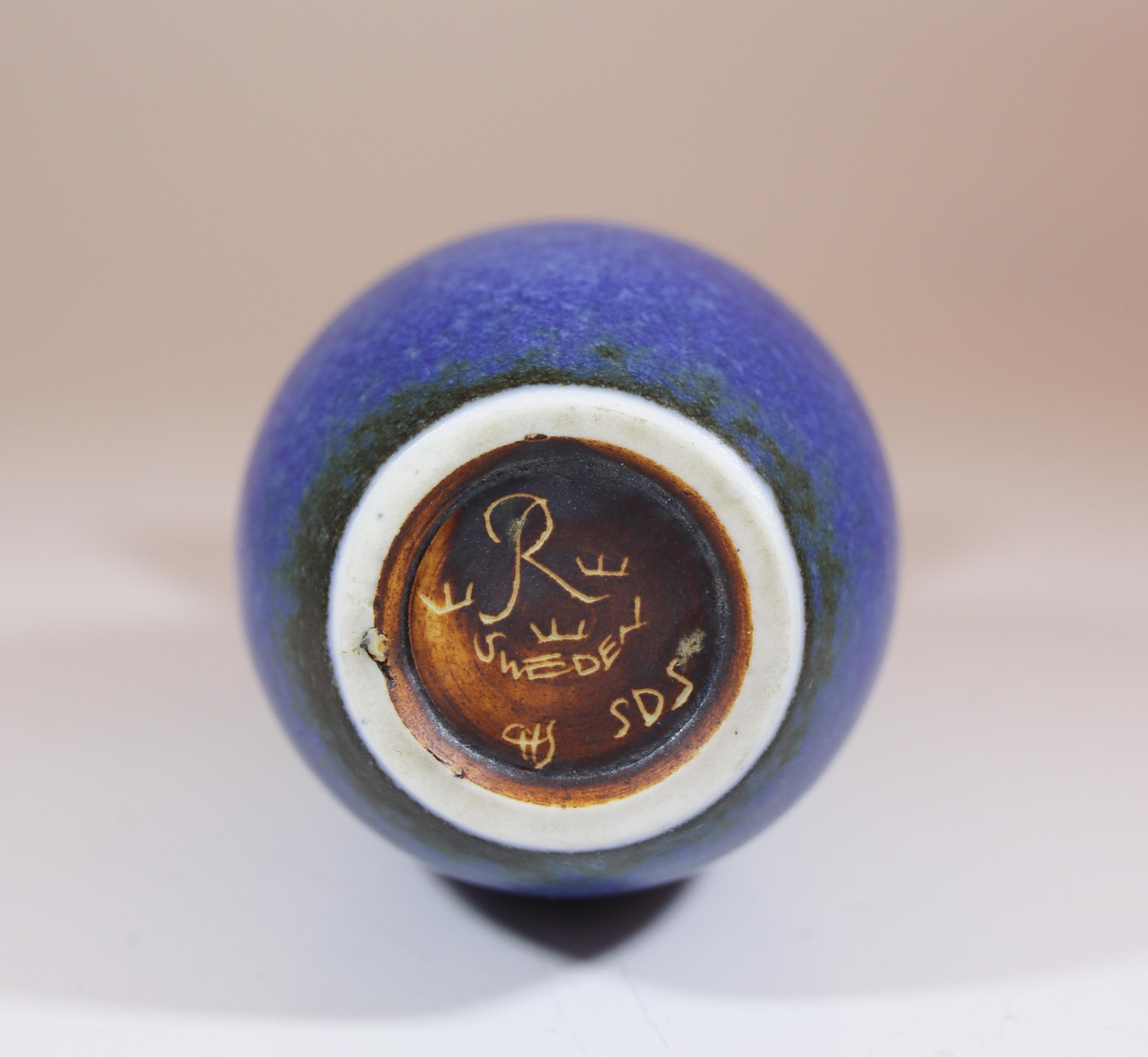Carl-Harry Stålhane, Rörstrand, Midcentury Blue Stoneware Vase For Sale 1