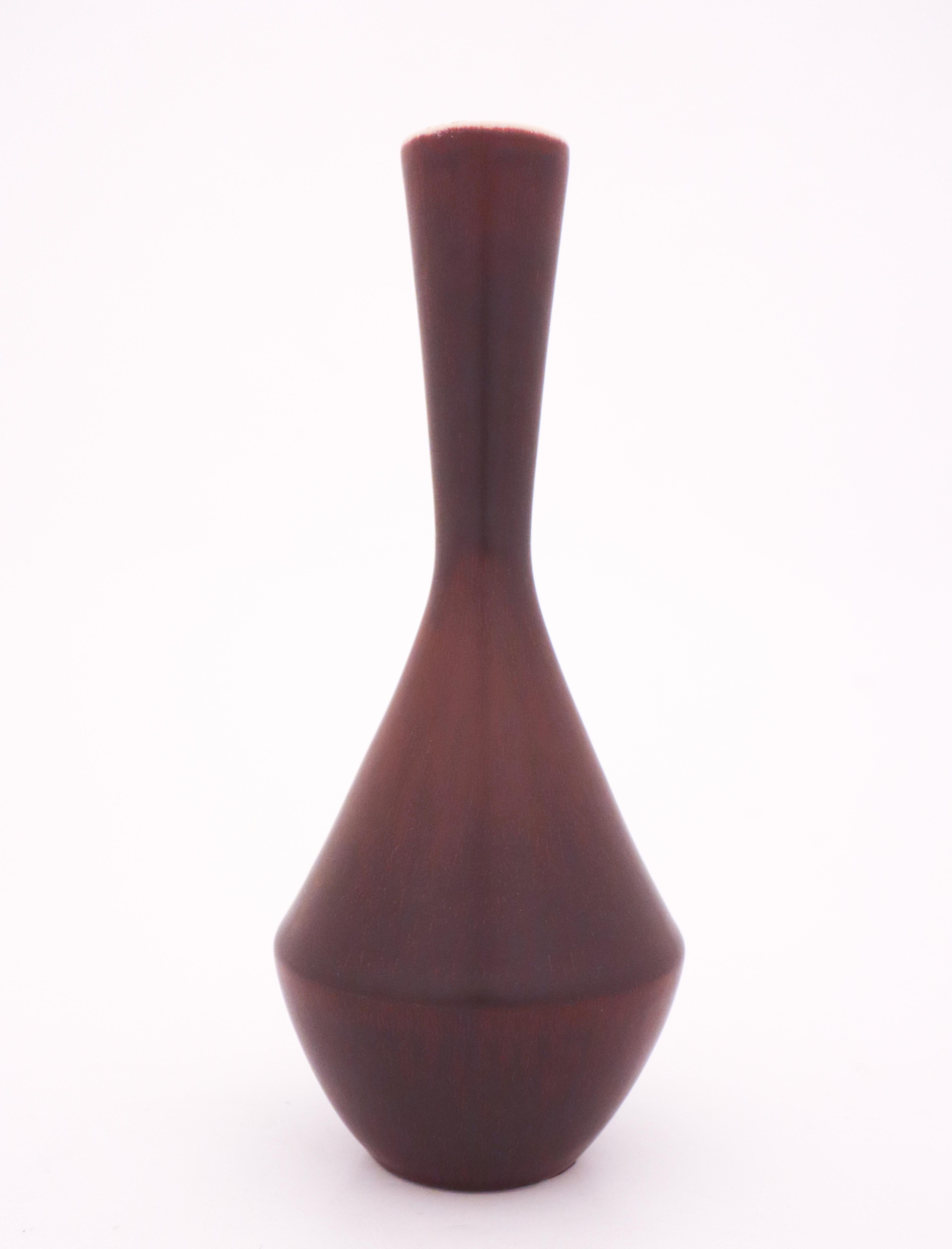 Glazed Carl-Harry Stålhane, Rörstrand, Mid-Century Brown Vase