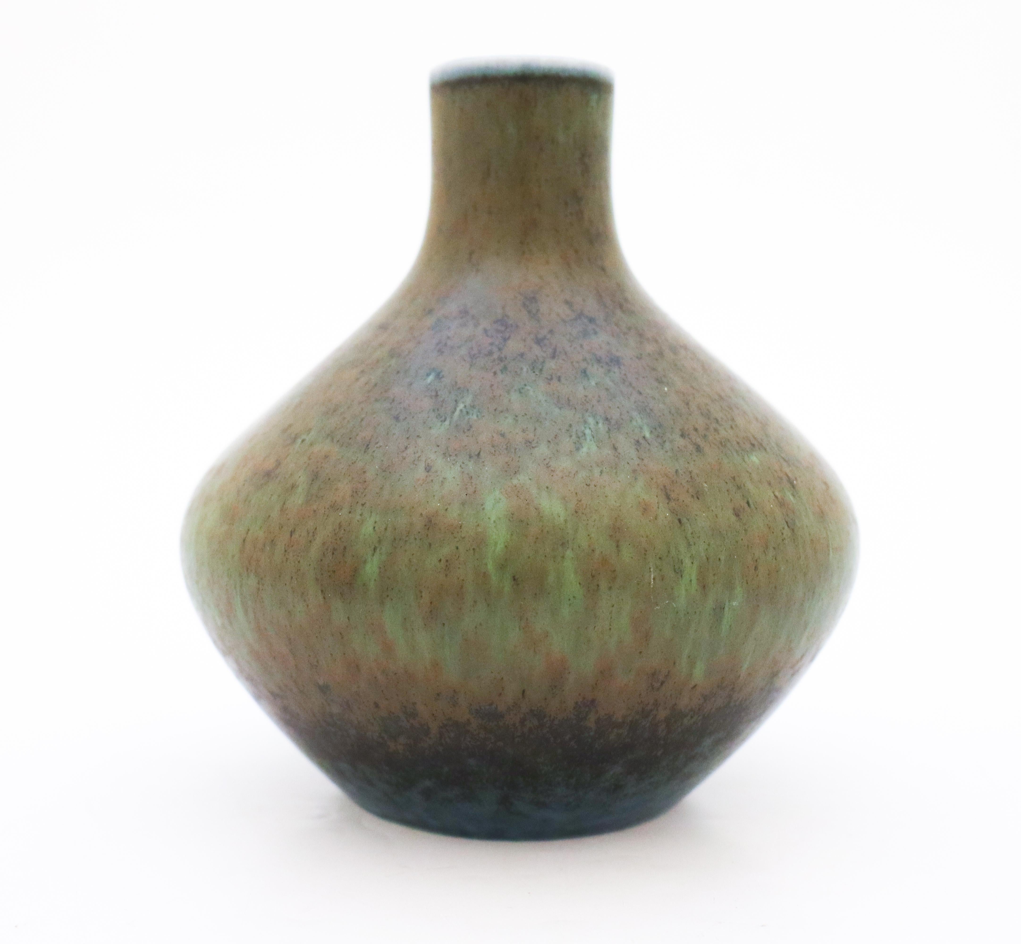 Swedish Carl-Harry Stålhane Green Stoneware Ceramic Vase Rörstrand, Scandinavian Modern For Sale