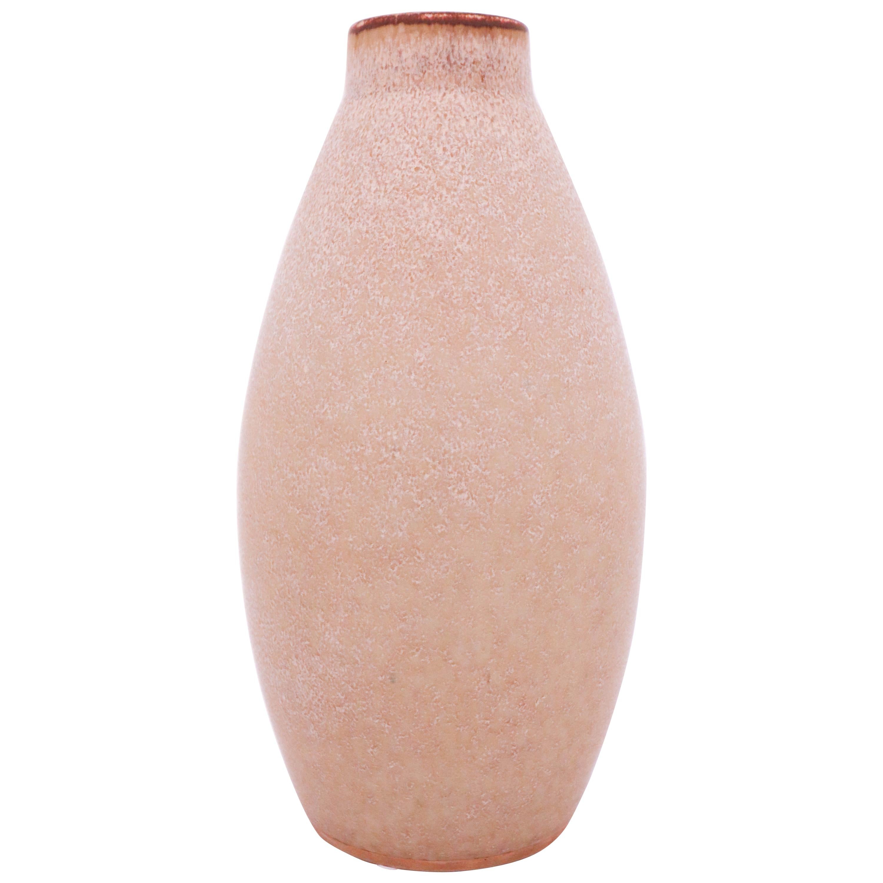 Carl-Harry Stålhane, Rörstrand, Midcentury Unique Beige Stoneware Vase