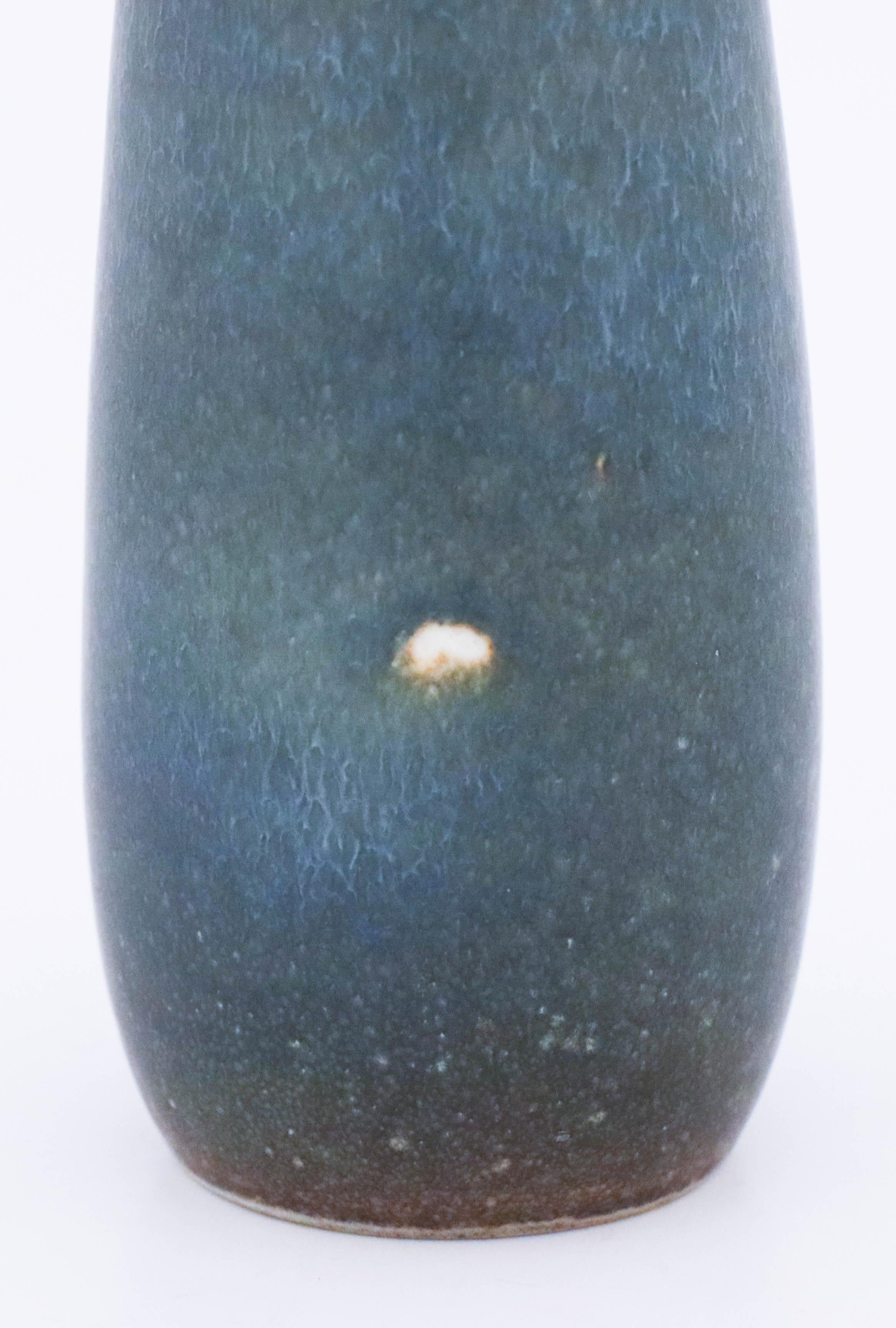 Swedish Carl-Harry Stålhane, Rörstrand, Midcentury Unique Blue Stoneware Vase