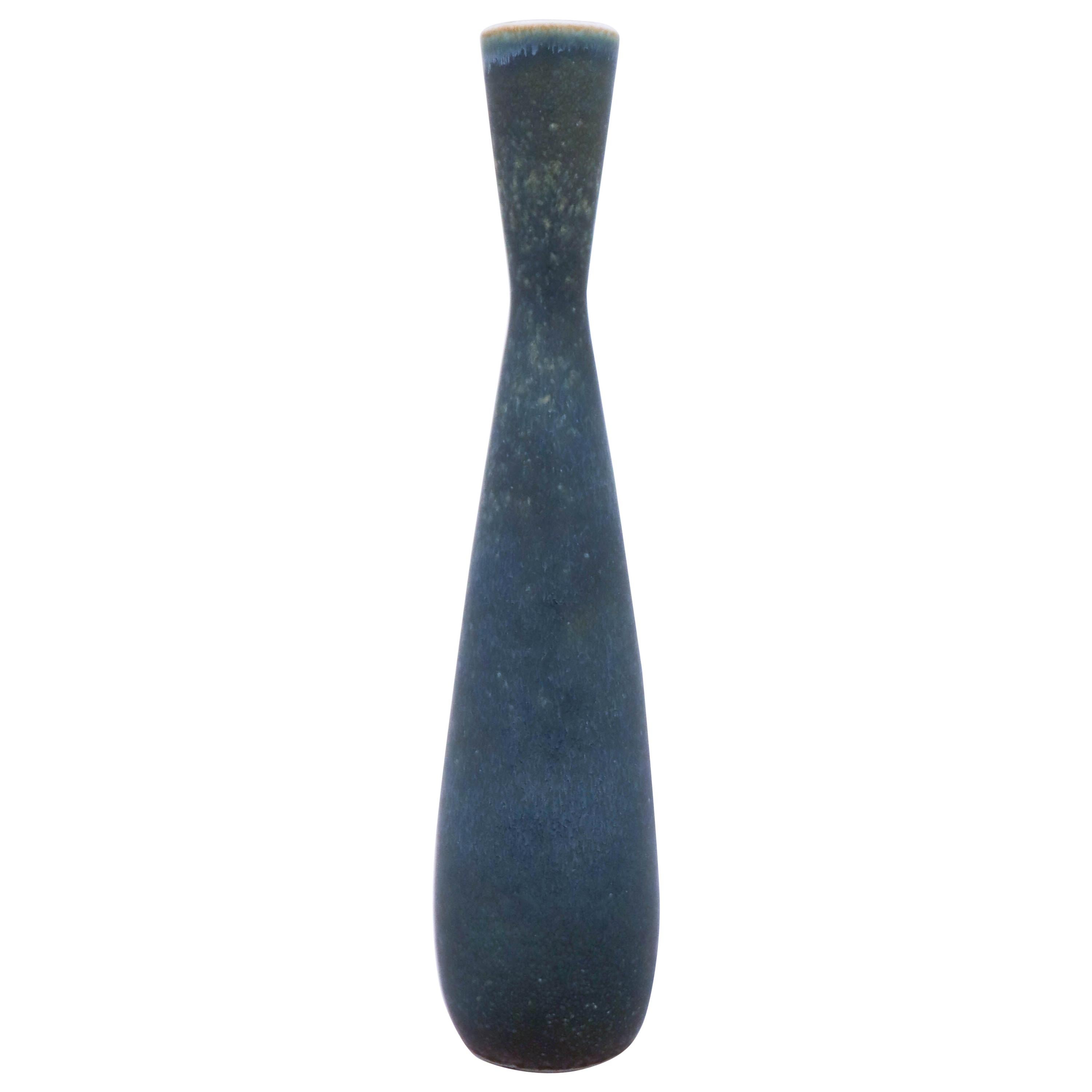 Carl-Harry Stålhane, Rörstrand, Midcentury Unique Blue Stoneware Vase