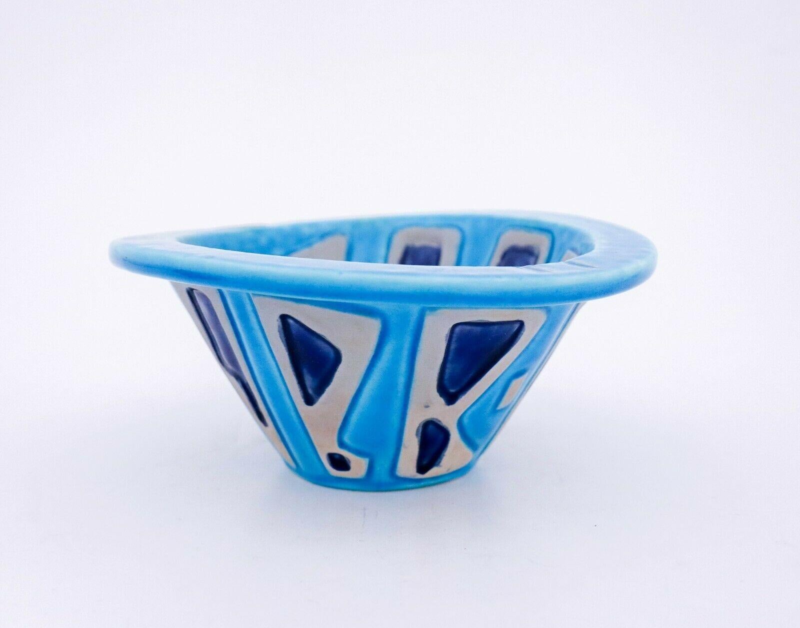 Glazed Carl-Harry Stålhane, Rörstrand, Modern, Abstract Turquoise Bowl - Scandinavian For Sale