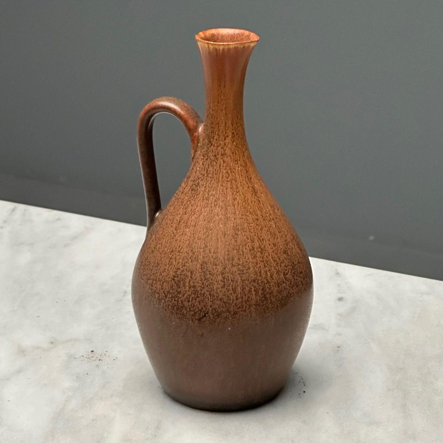 Carl-Harry Stalhane, Rörstrand, Modernismo sueco de mediados de siglo, Jarra de gres naranja Moderno de mediados de siglo en venta