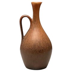 Carl-Harry Stalhane, Rörstrand, Swedish Mid-Century Modern, Orange Stoneware Jug