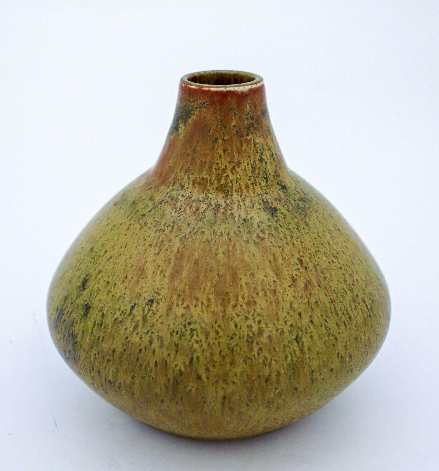 Swedish Carl-Harry Stålhane, Rörstrand, Yellow Unique Stoneware Vase, 1963
