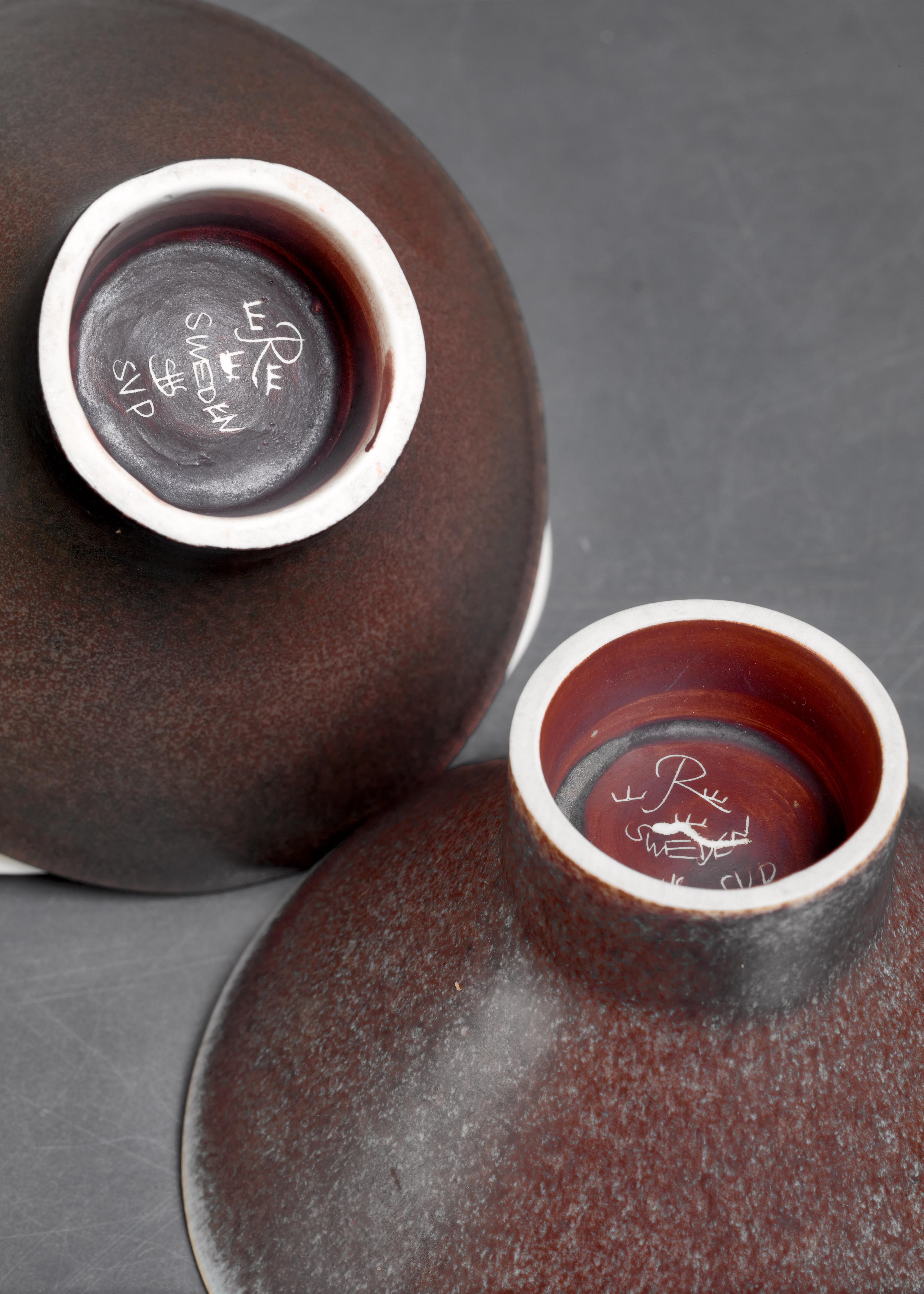 Swedish Carl-Harry Stålhane Set of Three Ceramic Bowls, Sweden For Sale