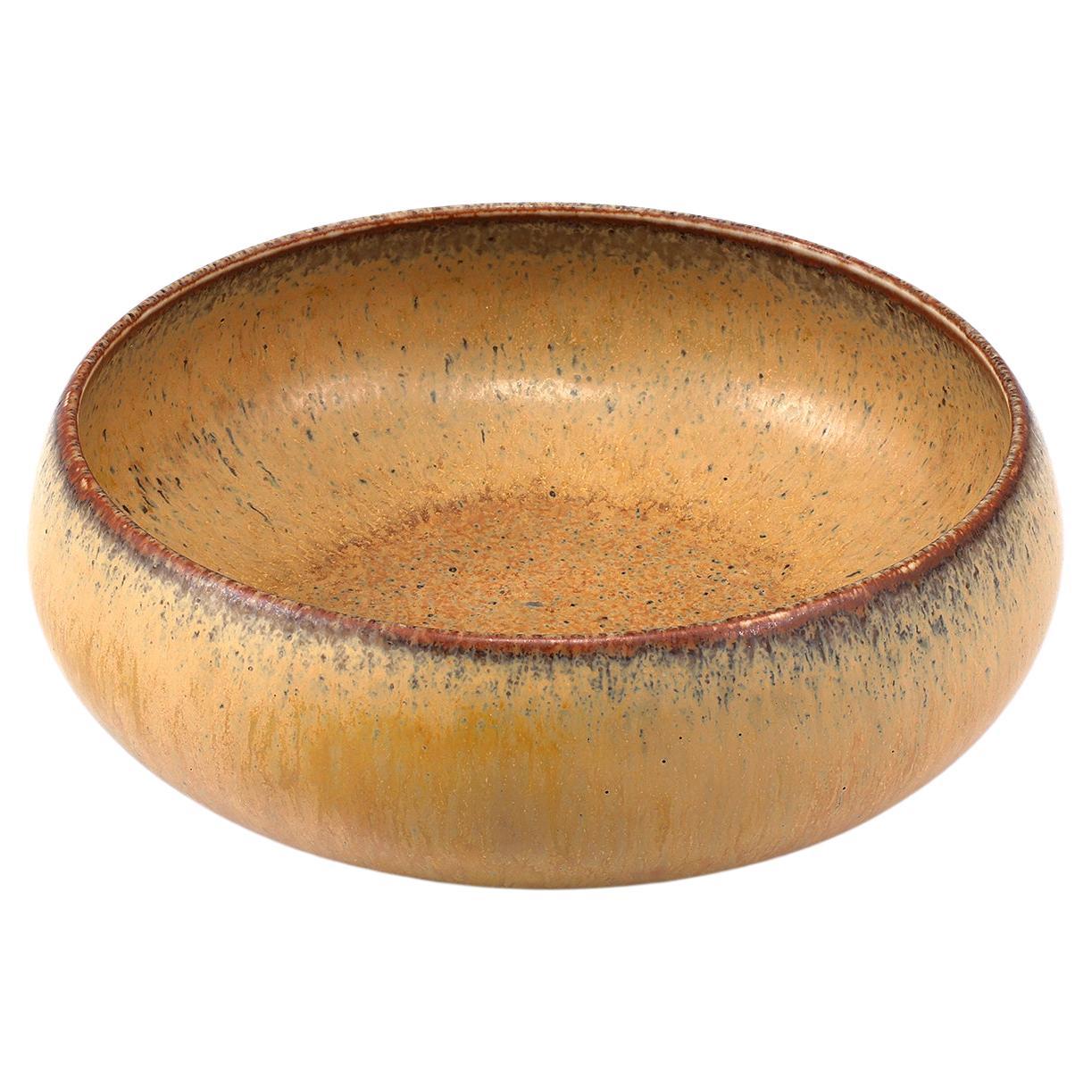 Carl-Harry Stalhane, Stoneware Bowl, Handmade Work Rörstrand, Sweden 1950's For Sale