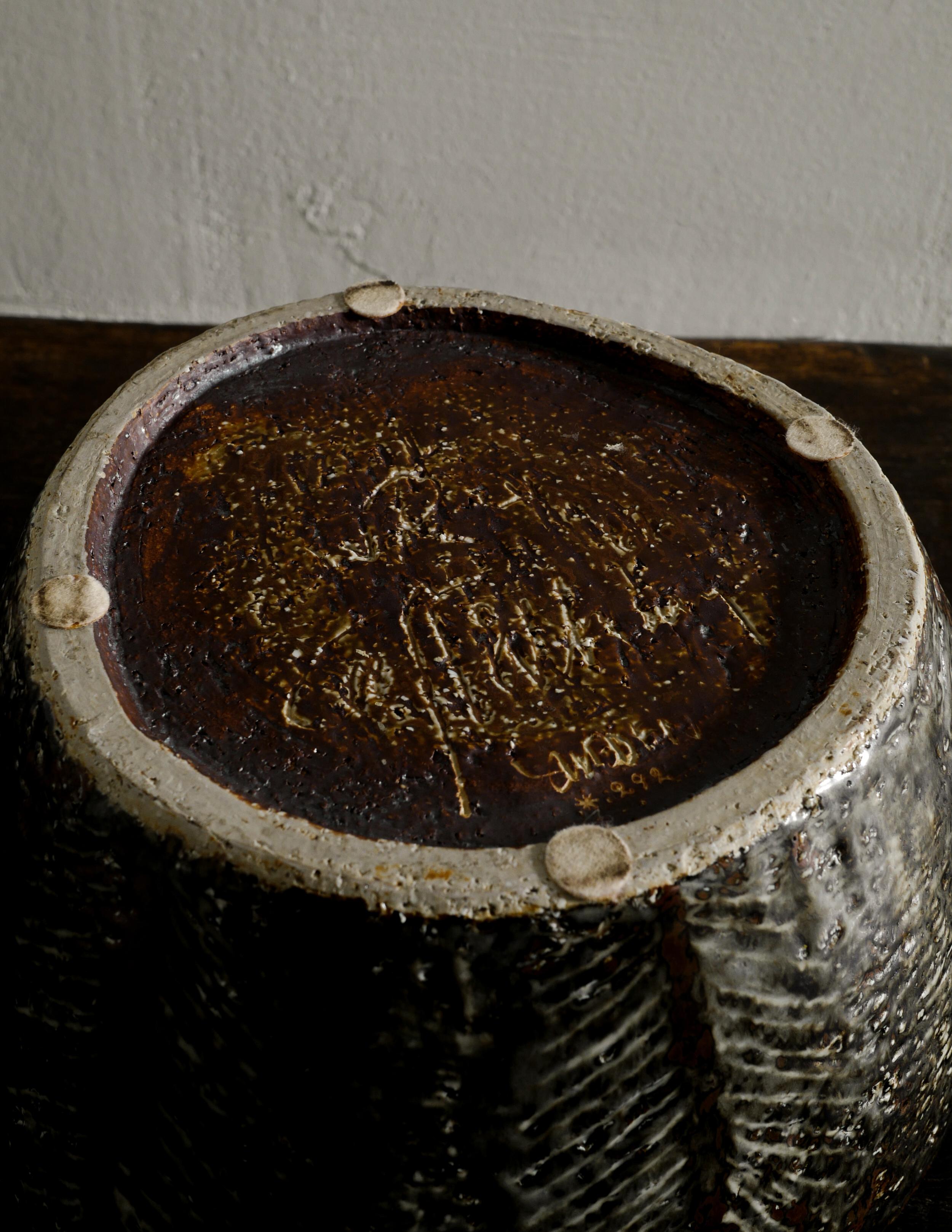 Carl-Harry Stålhane Stoneware Ceramic Midcentury Bowl Unique Piece, 1950s For Sale 3