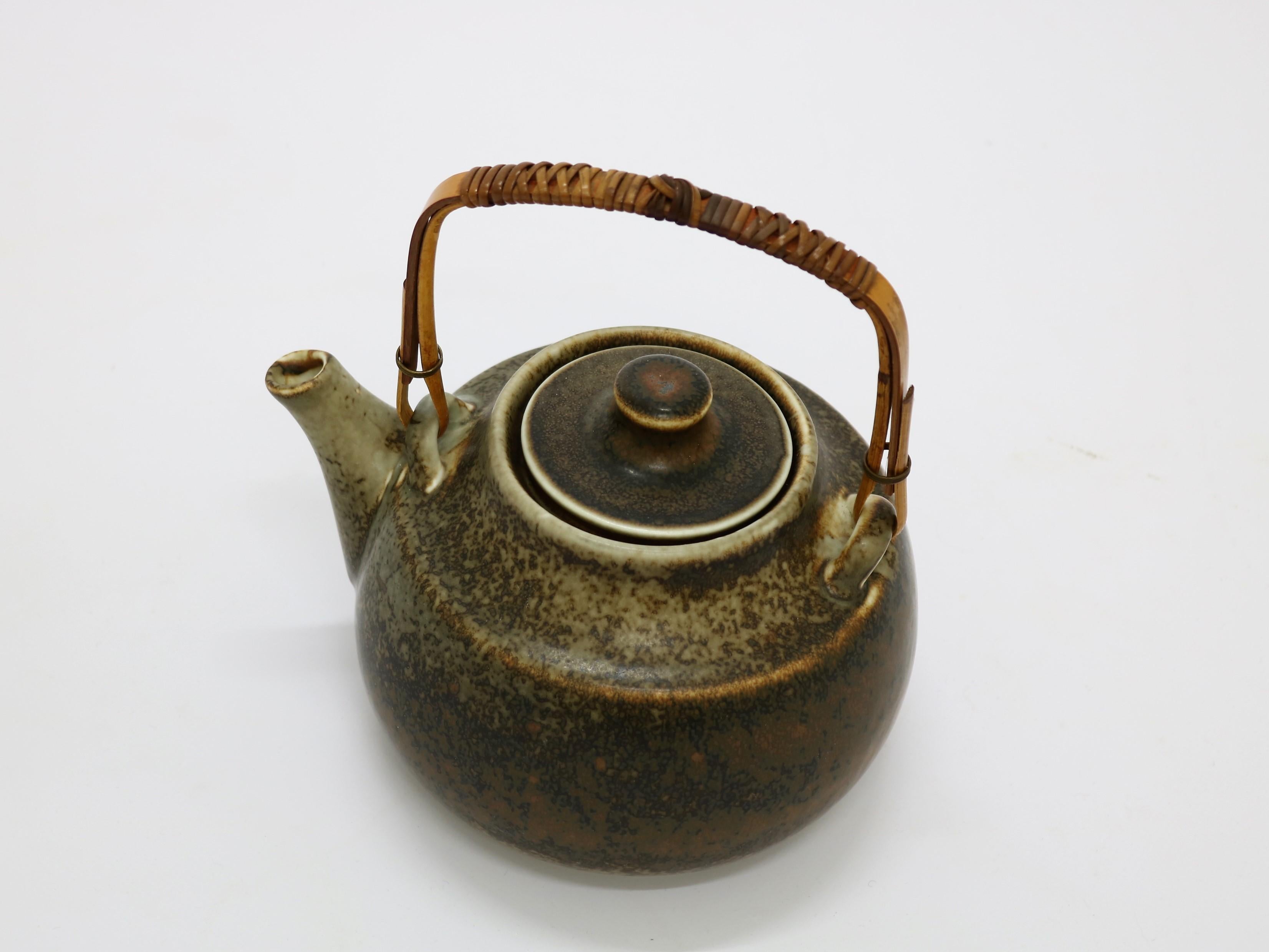 Swedish Carl-Harry Stalhane Stoneware Tea Pot Made at Rörstrand, Sweden in the 1960s