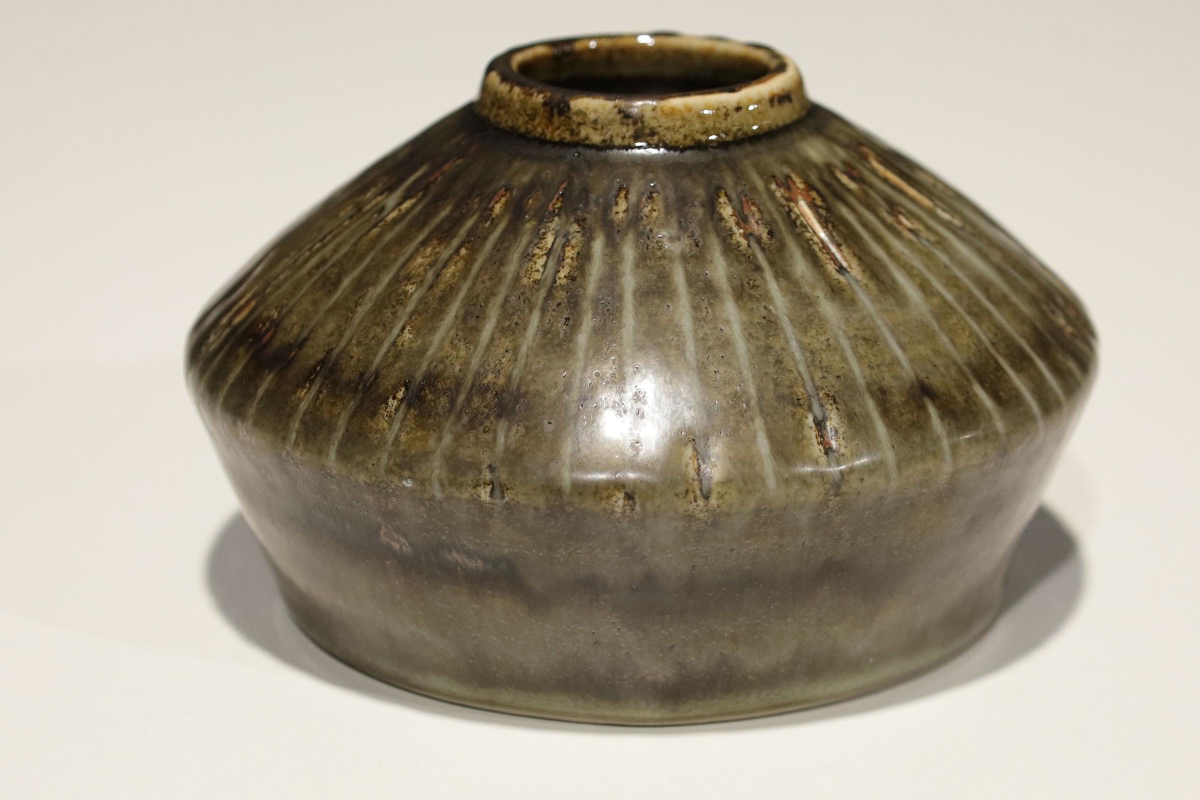 Mid-Century Modern Carl-Harry Stalhane Stoneware Vase for Rostrand, Sweden For Sale