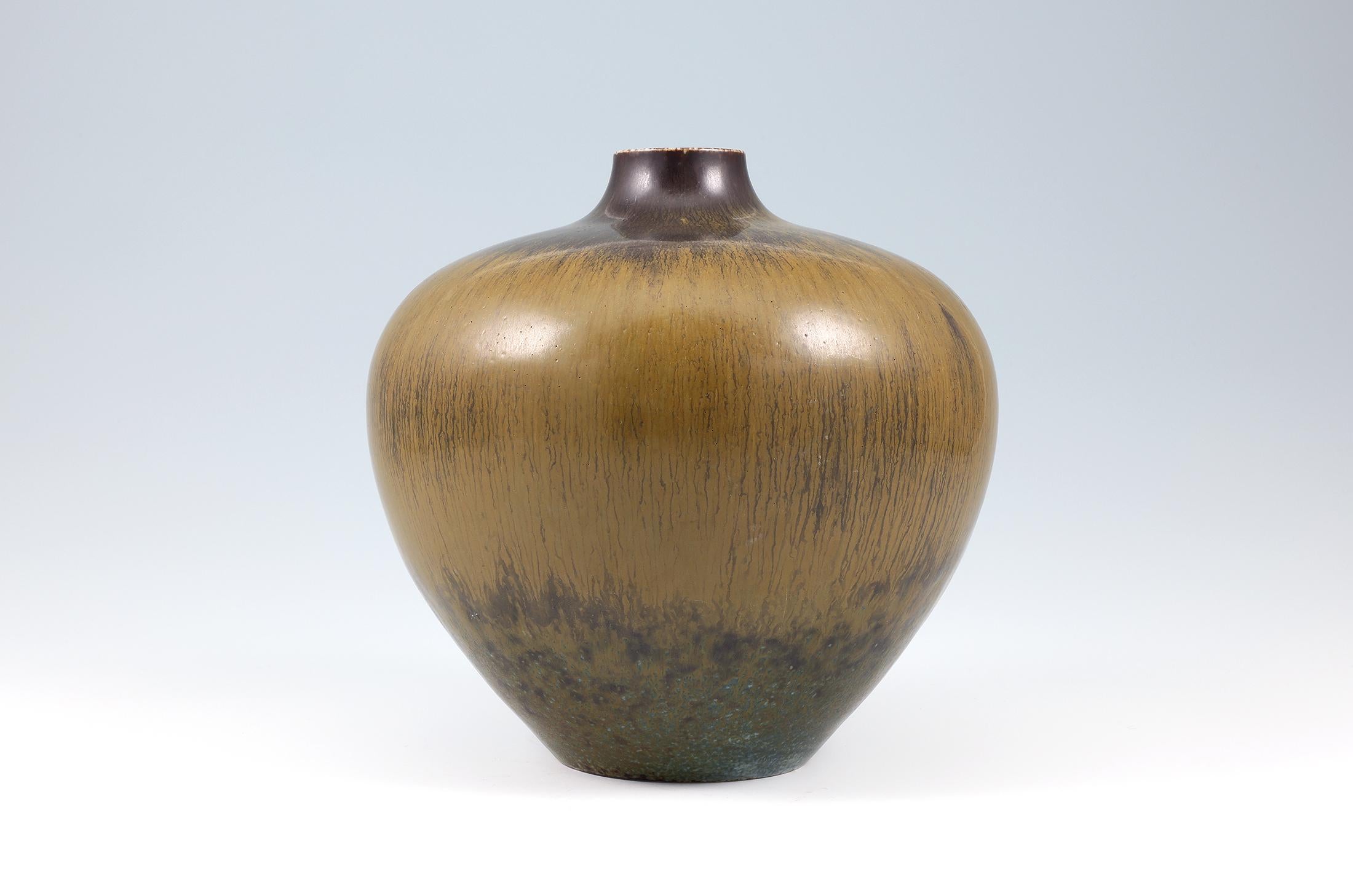 Glazed Carl-Harry Stalhane, Stoneware Vase Handmade Work Rörstrand, Sweden 1950's For Sale