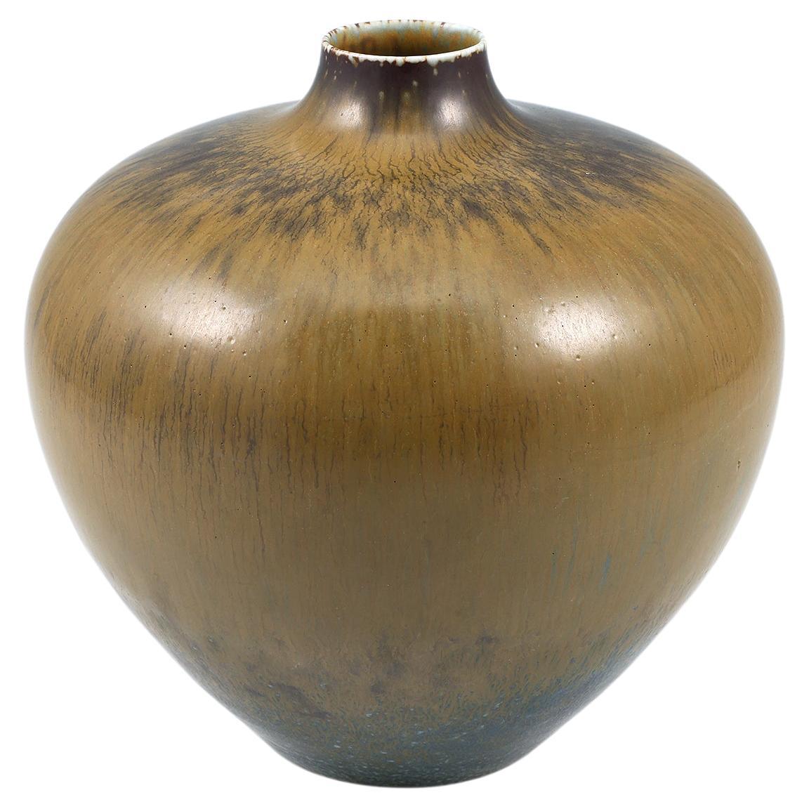 Carl-Harry Stalhane, Stoneware Vase Handmade Work Rörstrand, Sweden 1950's