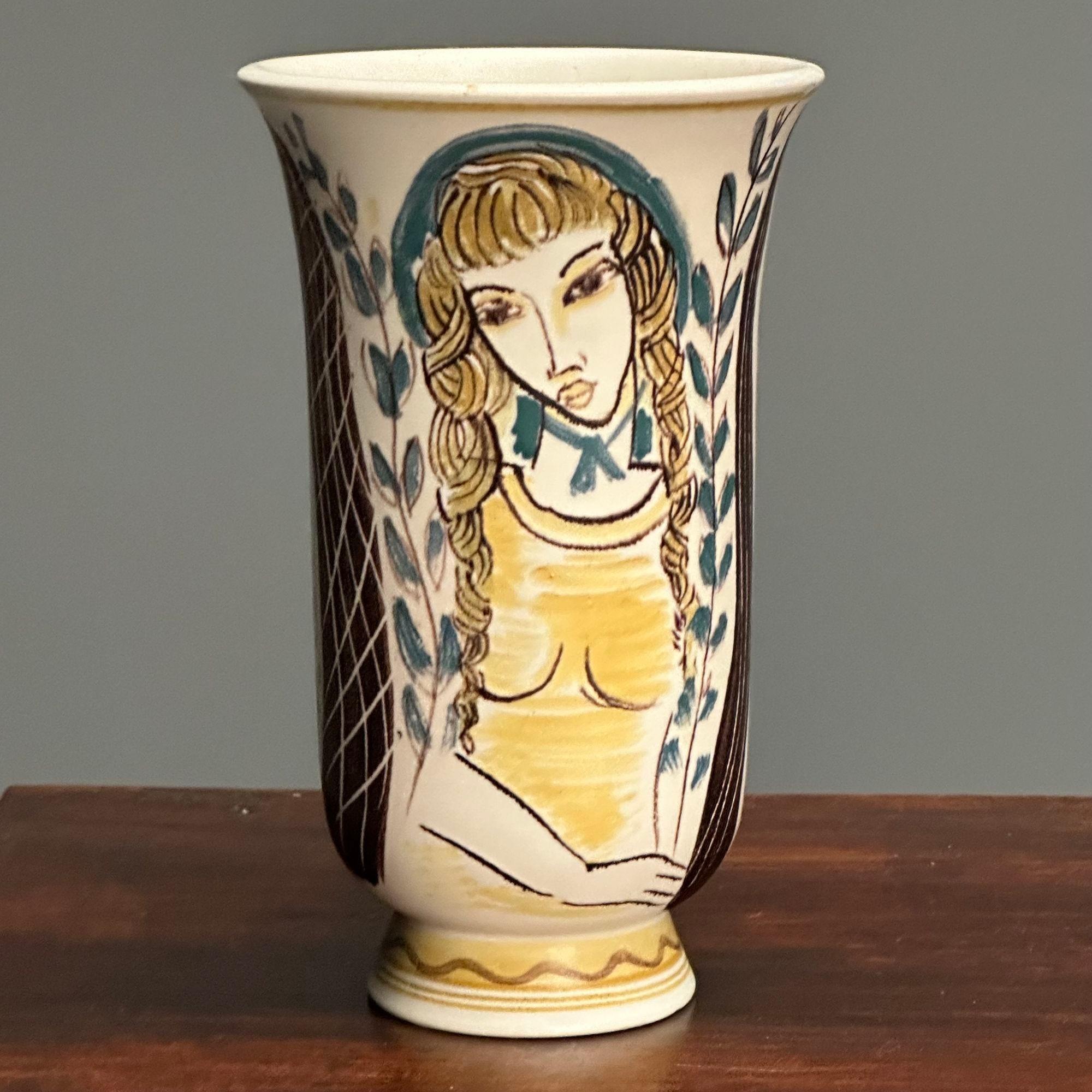 Svedese Carl-Harry Stålhane, Vaso in gres svedese della metà del secolo scorso, Svezia, 1943 in vendita
