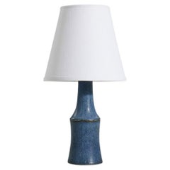 Carl-Harry Stålhane, Table Lamp, Blue-Glazed Stoneware, Sweden, 1960s
