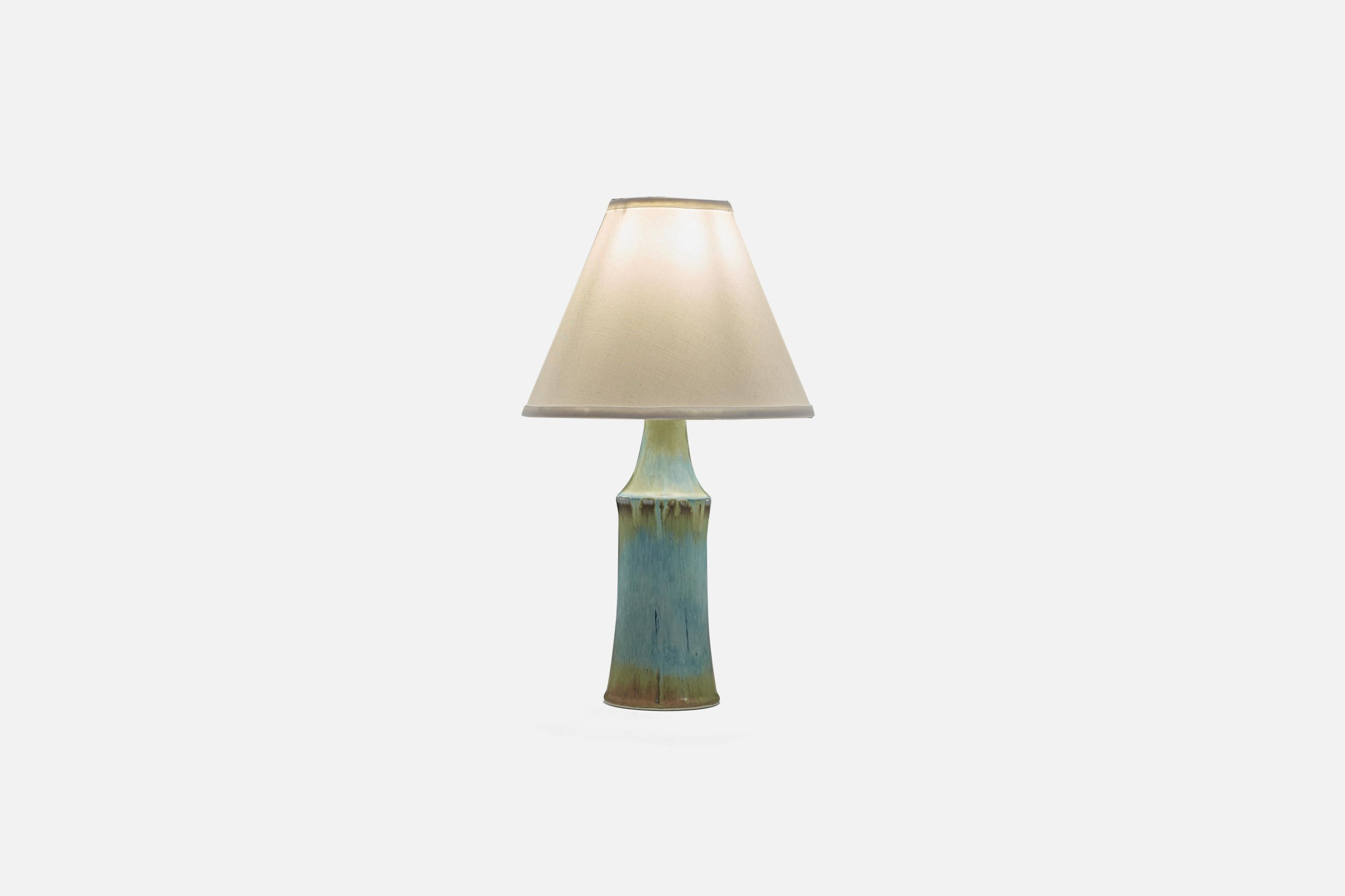 Swedish Carl-Harry Stålhane, Table Lamp, Blue-Glazed Stoneware, Sweden, C. 1960s For Sale