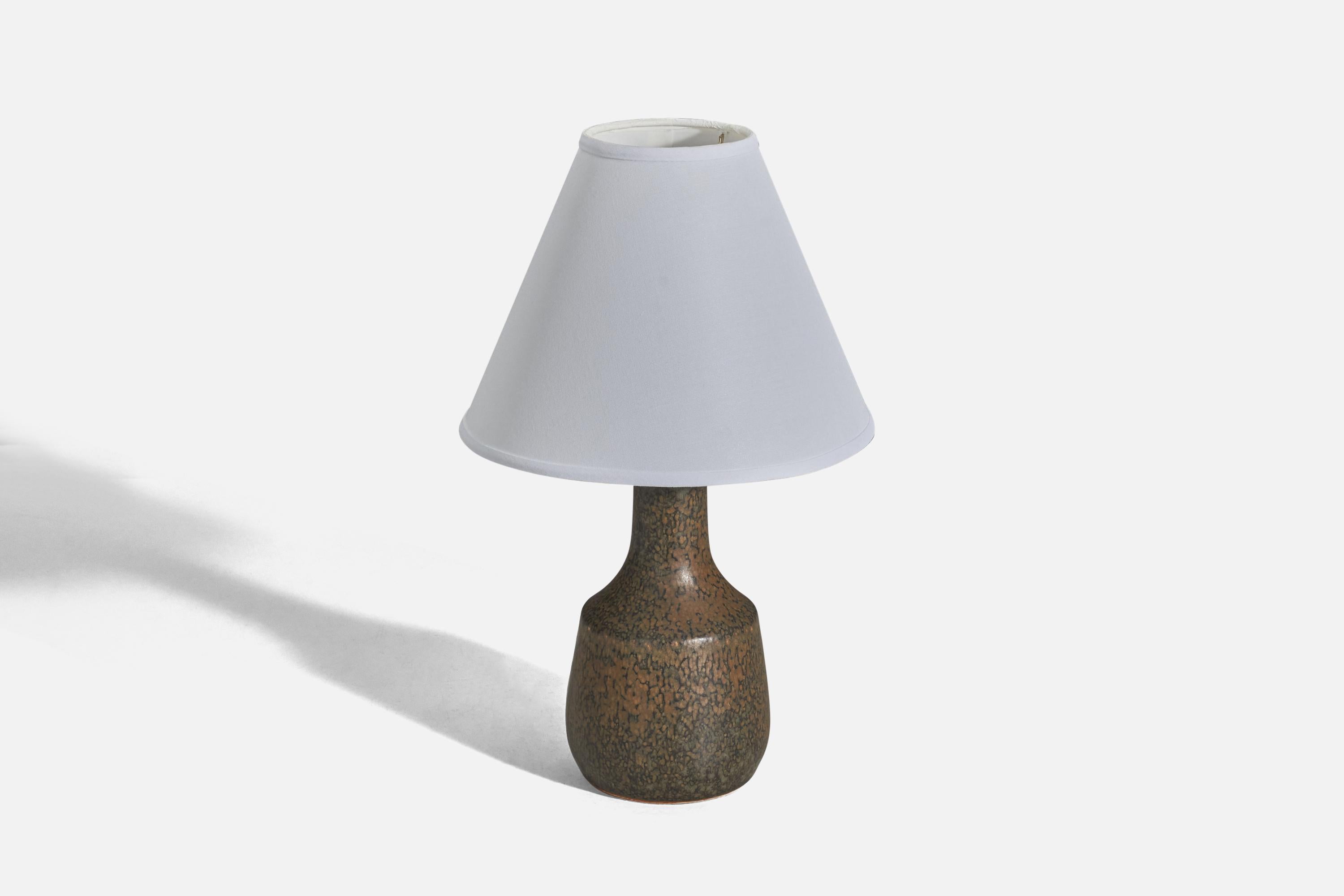 Scandinavian Modern Carl-Harry Stålhane, Table Lamp, Brown Glazed Stoneware, Sweden, 1960s For Sale