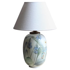 Carl-Harry Stålhane, Table Lamp Hand Painted Stoneware Rörstand, 1950s