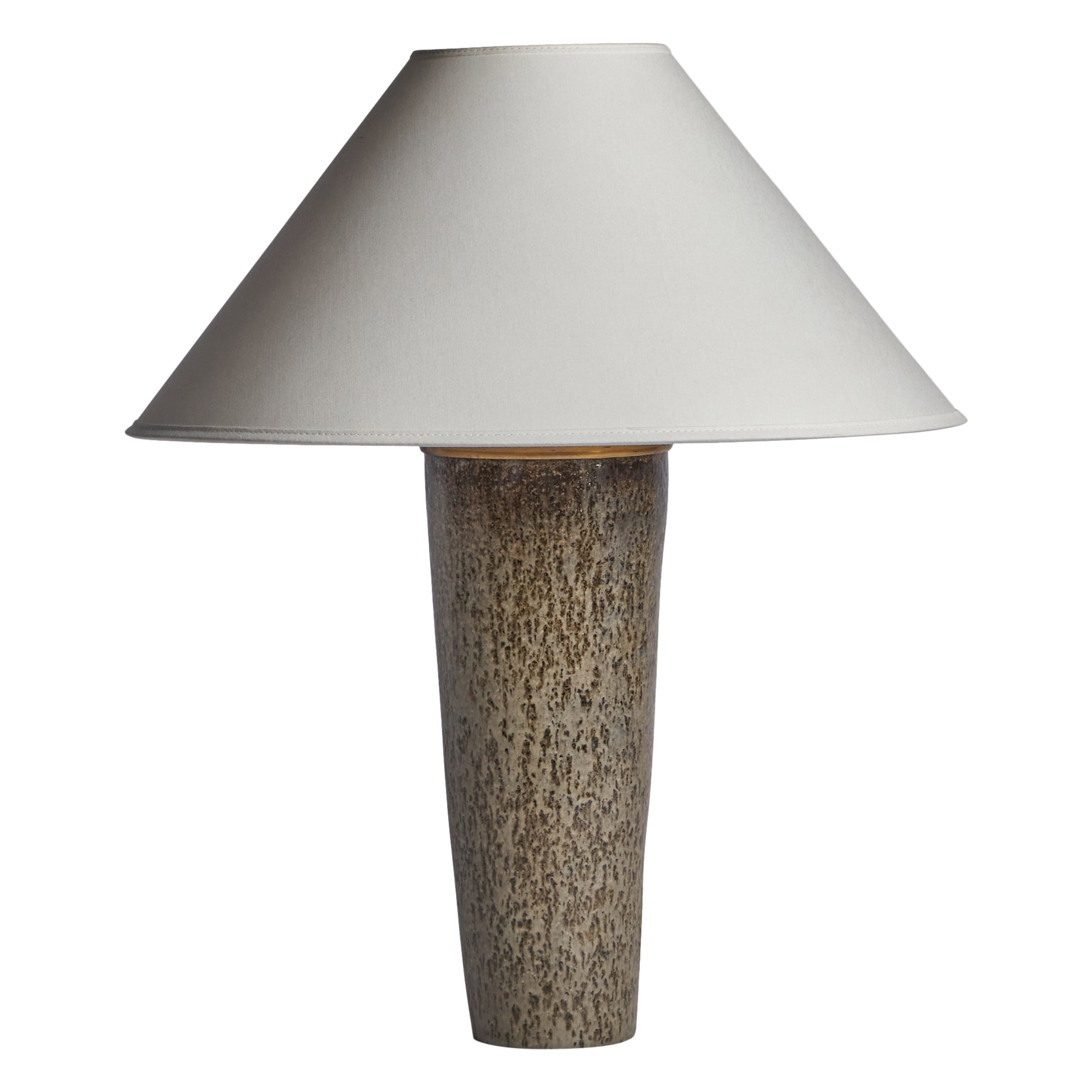 Carl-Harry Stålhane, lampe de table, grès, laiton, Suède, années 1950