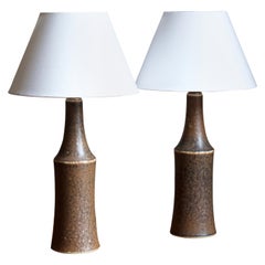 Carl-Harry Stålhane, Table Lamps, Glazed Stoneware, Fabric, Rörstrand, 1950s
