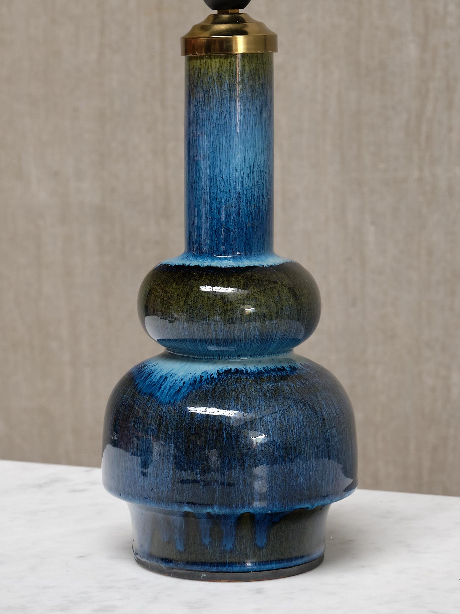 Carl-Harry Stålhane Tall Table Lamp in Glazed Ceramic, Rörstrand, Sweden, 1950s For Sale 7