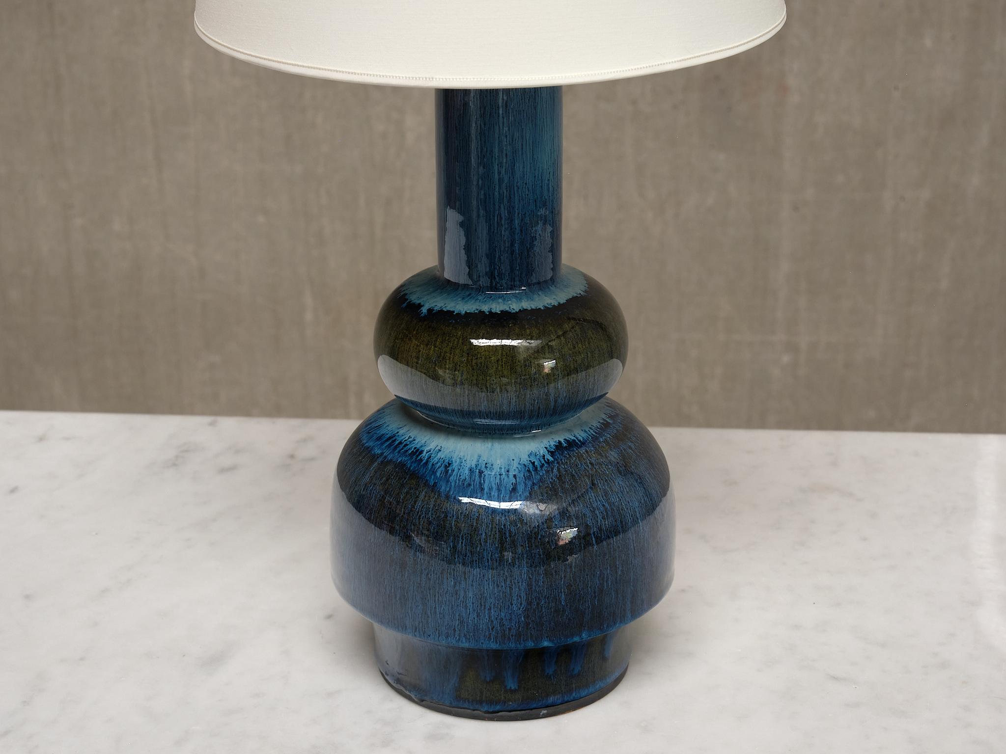 Swedish Carl-Harry Stålhane Tall Table Lamp in Glazed Ceramic, Rörstrand, Sweden, 1950s For Sale