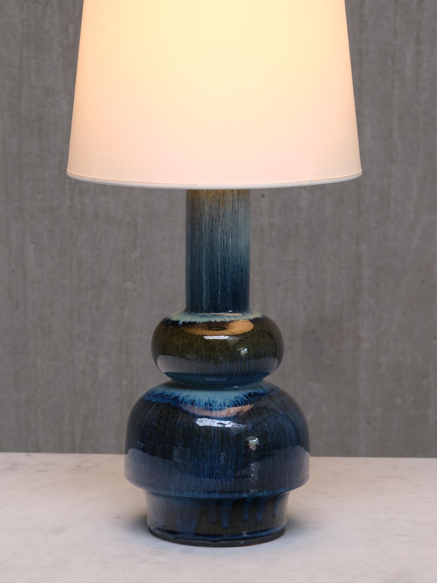 Mid-20th Century Carl-Harry Stålhane Tall Table Lamp in Glazed Ceramic, Rörstrand, Sweden, 1950s For Sale