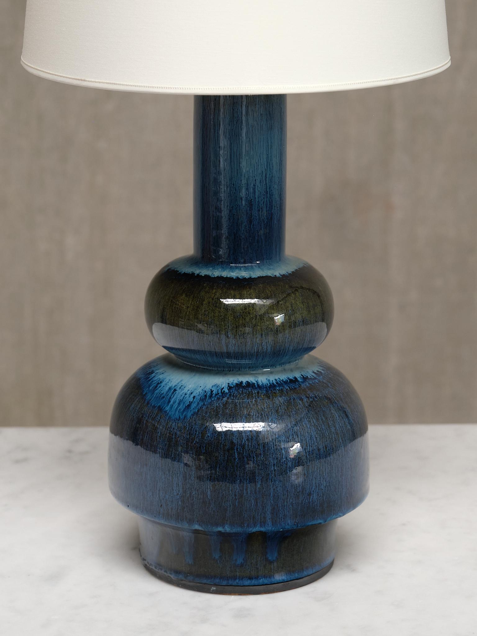 Carl-Harry Stålhane Tall Table Lamp in Glazed Ceramic, Rörstrand, Sweden, 1950s For Sale 3