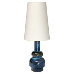 Carl-Harry Stålhane Tall Table Lamp in Glazed Ceramic, Rörstrand, Sweden, 1950s