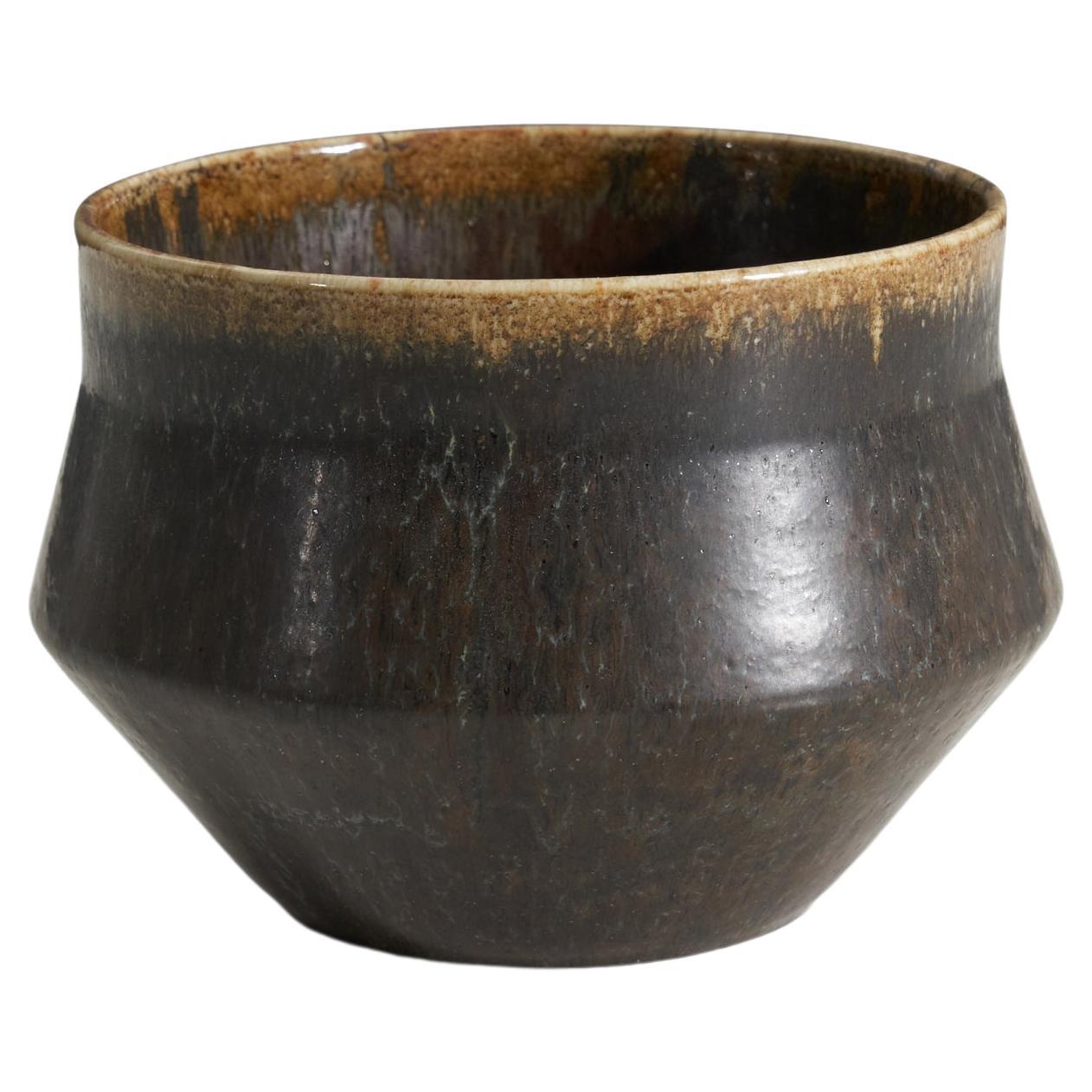 Carl-Harry Stålhane, Unique Bowl, Glazed Stoneware, Rörstrand, Sweden, 1960s For Sale